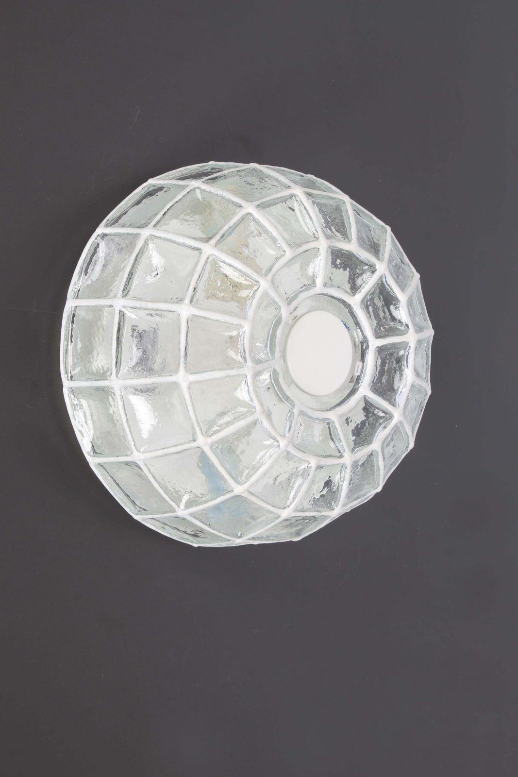 1 Of 5 White Iron And Clear Glass Ceiling Lights By Limburg, Germany, 1960s photo for sale