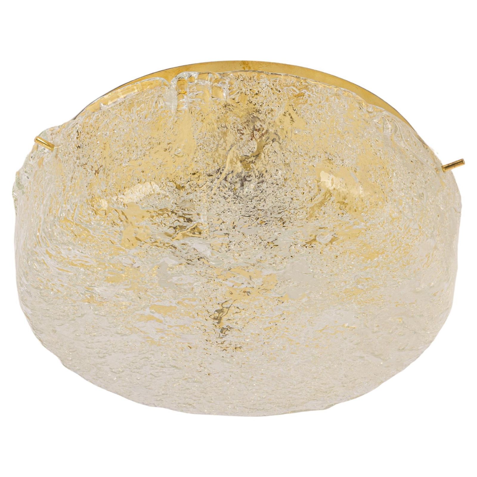 1 Of 4 Large Brass Hillebrand Murano Glass Flush Mount, Germany, 1970s