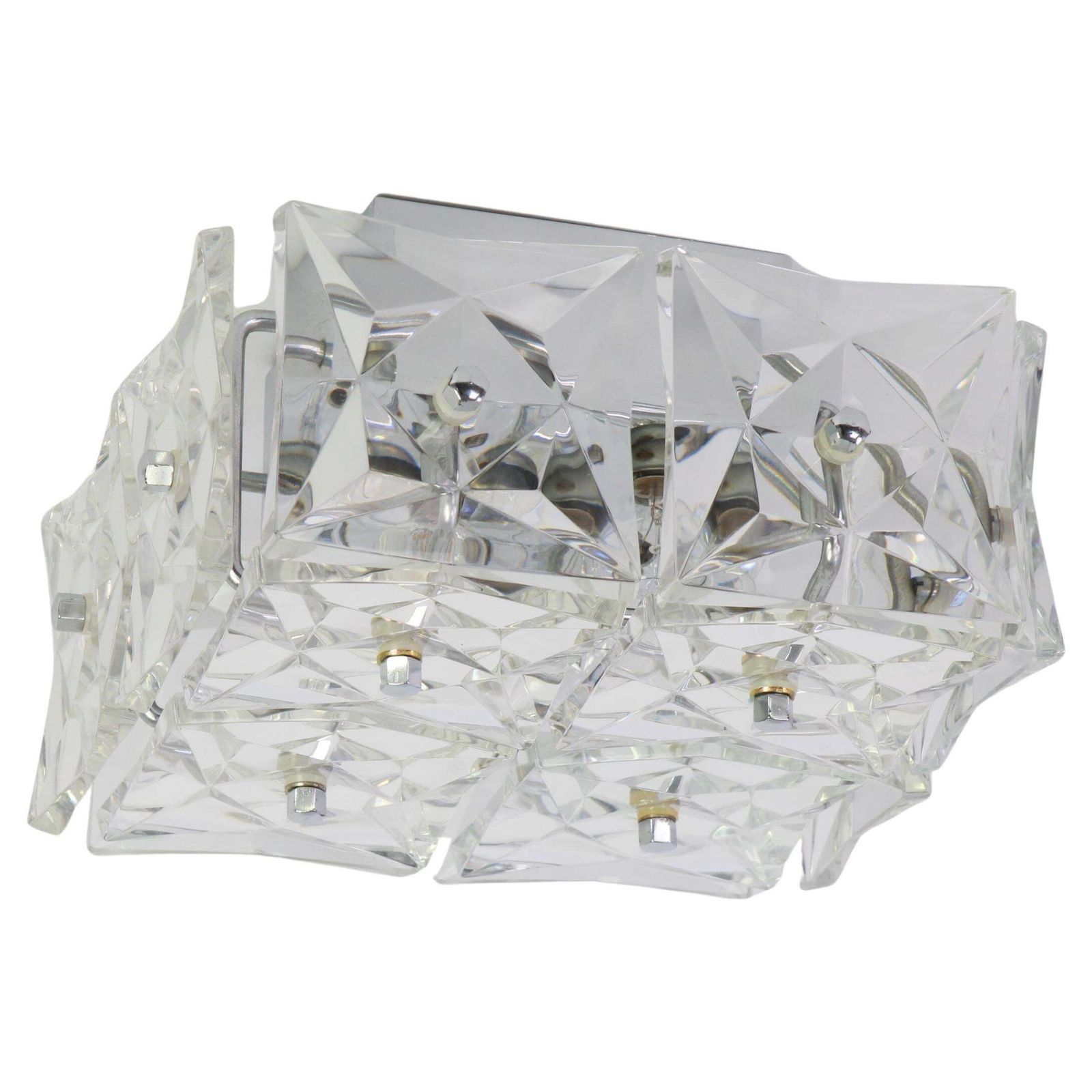 1 Of 5 Petite Flushmount Faceted Crystal Light Wall Light By Kinkeldey, Germany