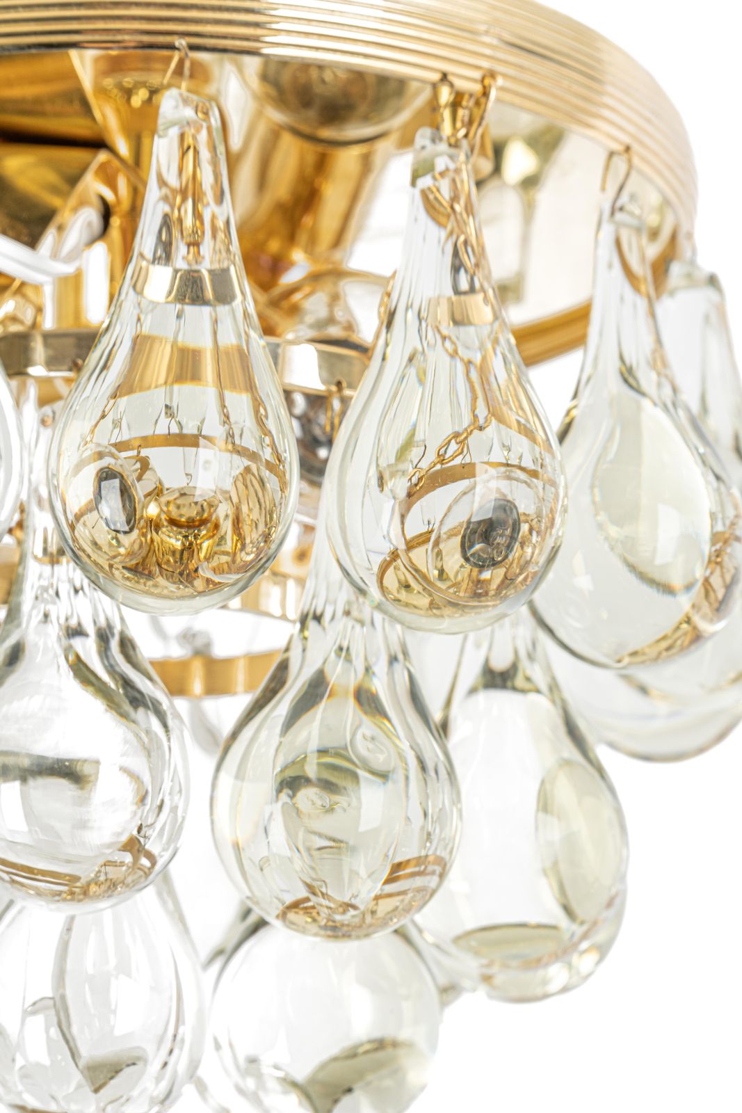 1 Of 6 Petite Murano Glass Tear Drop Flush Mount By C.Palme, Germany, 1970s photo Lighting