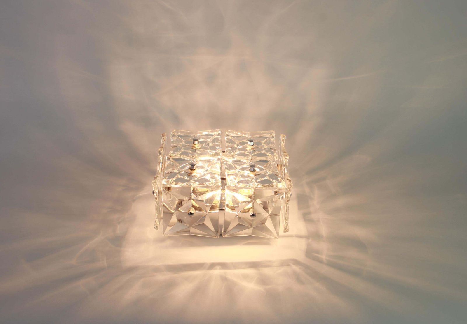 Lighting 1 Of 5 Petite Flushmount Faceted Crystal Light Wall Light By Kinkeldey, Germany photo