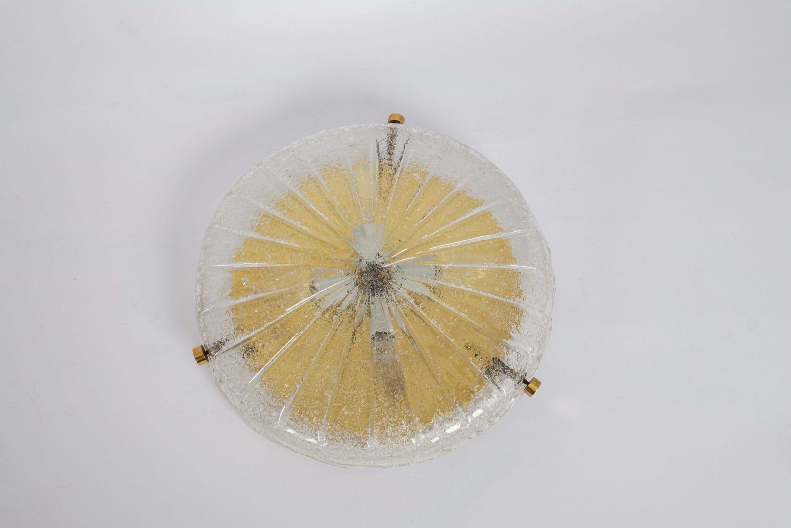 1 Of 3 Round Murano Amber Sunburst Flushmount By Hillebrand, Germany, 1970 photo Lighting