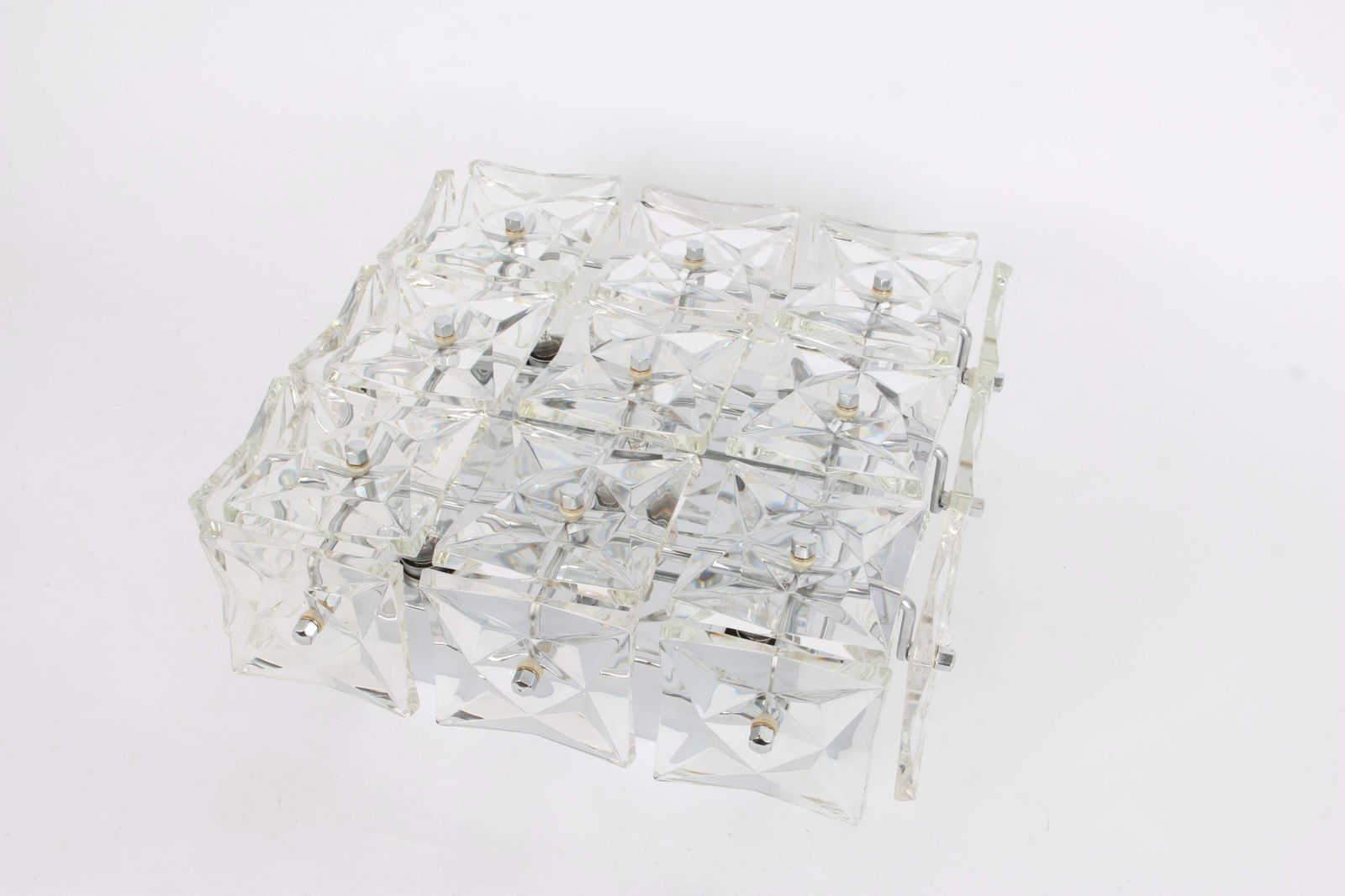 1 Of 2 Flushmount Faceted Crystal Light Fixture By Kinkeldey, Germany photo vinterior