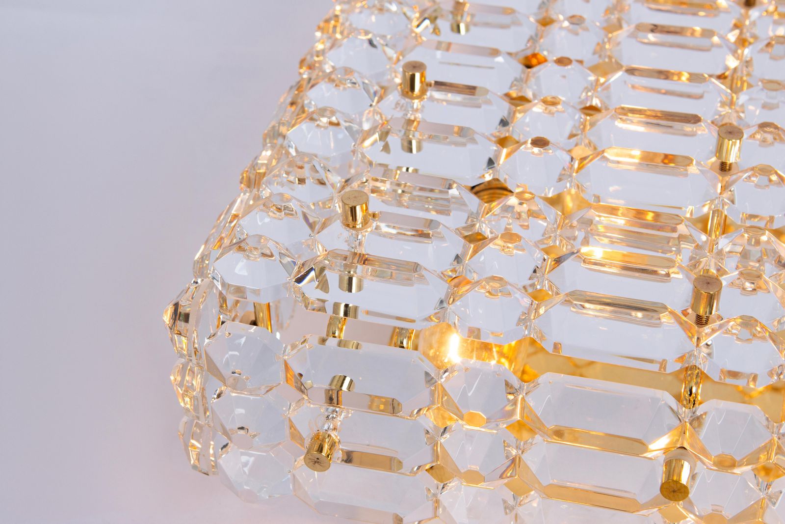 Large Flushmount Faceted Crystal Light Fixture By Kinkeldey , Germany, 1960s photo vinterior