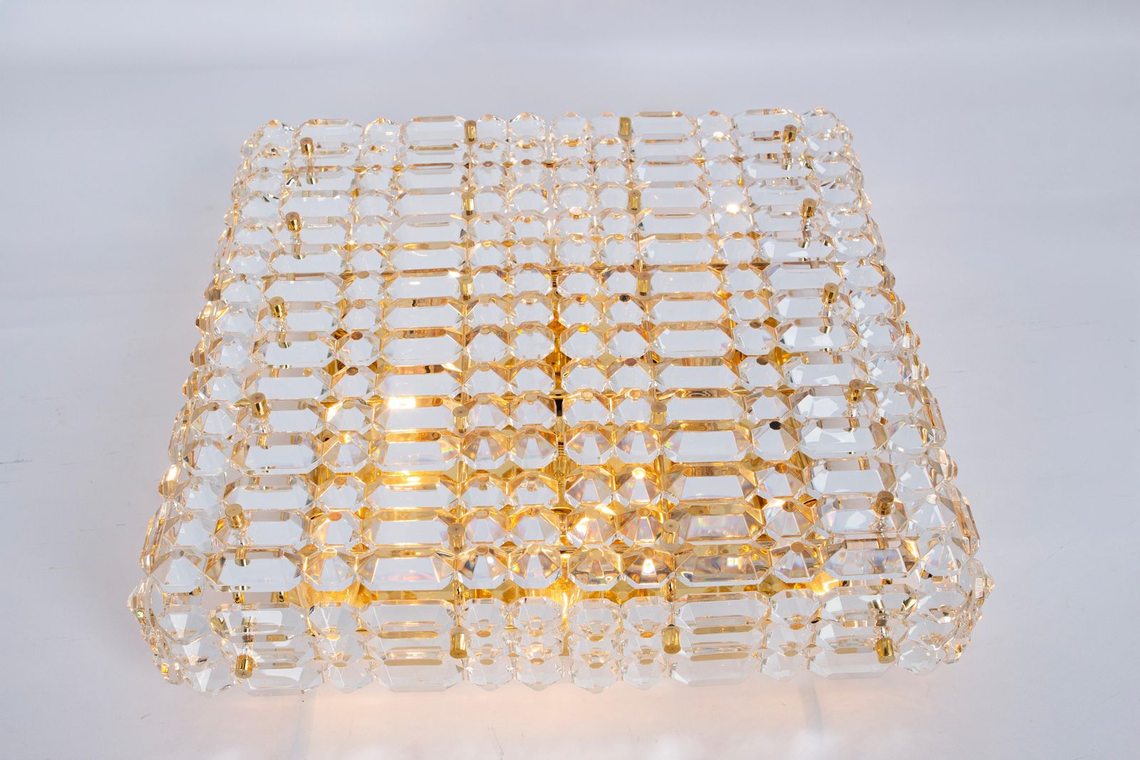 Large Flushmount Faceted Crystal Light Fixture By Kinkeldey , Germany, 1960s photo buy