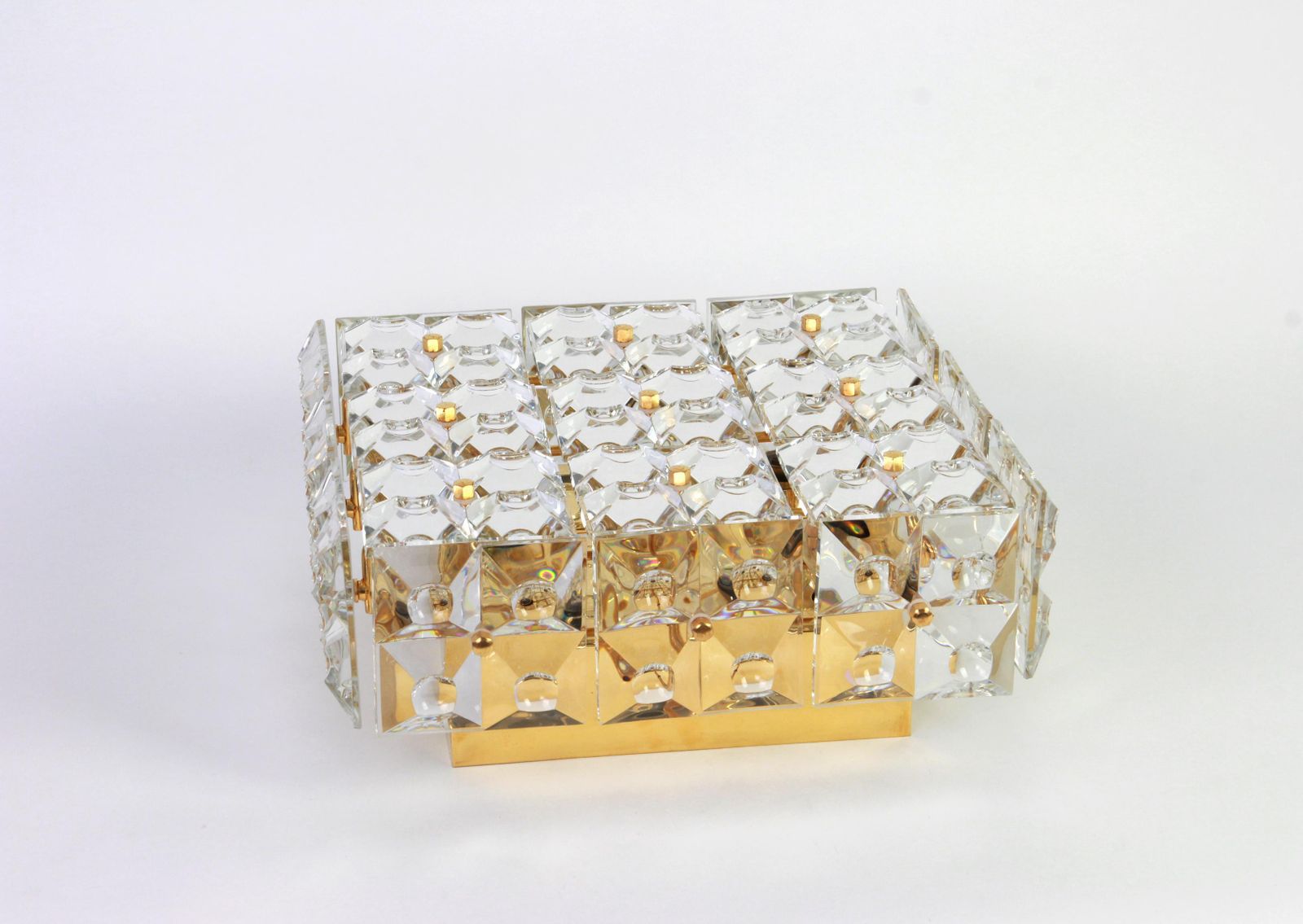 1 Of 10 Large Flush Mount Faceted Crystal Light Fixture By Kinkeldey, Germany photo 1204.0