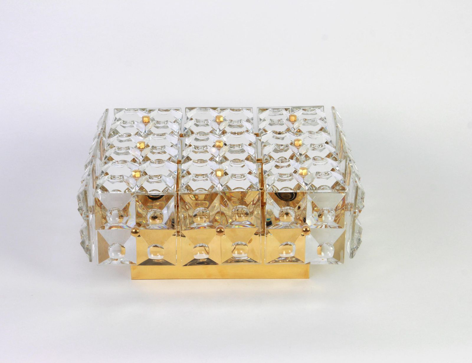 1 Of 10 Large Flush Mount Faceted Crystal Light Fixture By Kinkeldey, Germany photo Lighting