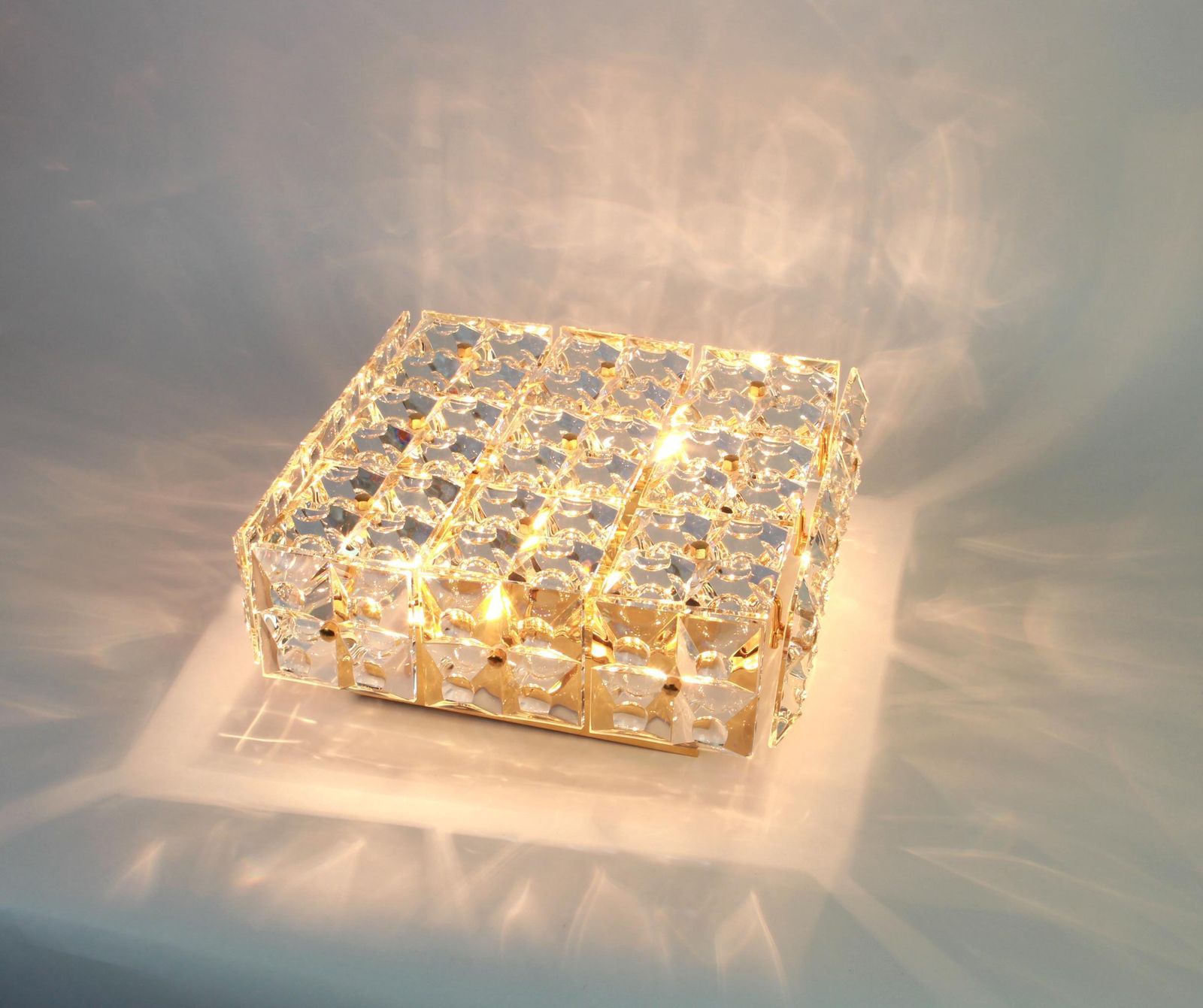 photo for sale 1 Of 10 Large Flush Mount Faceted Crystal Light Fixture By Kinkeldey, Germany