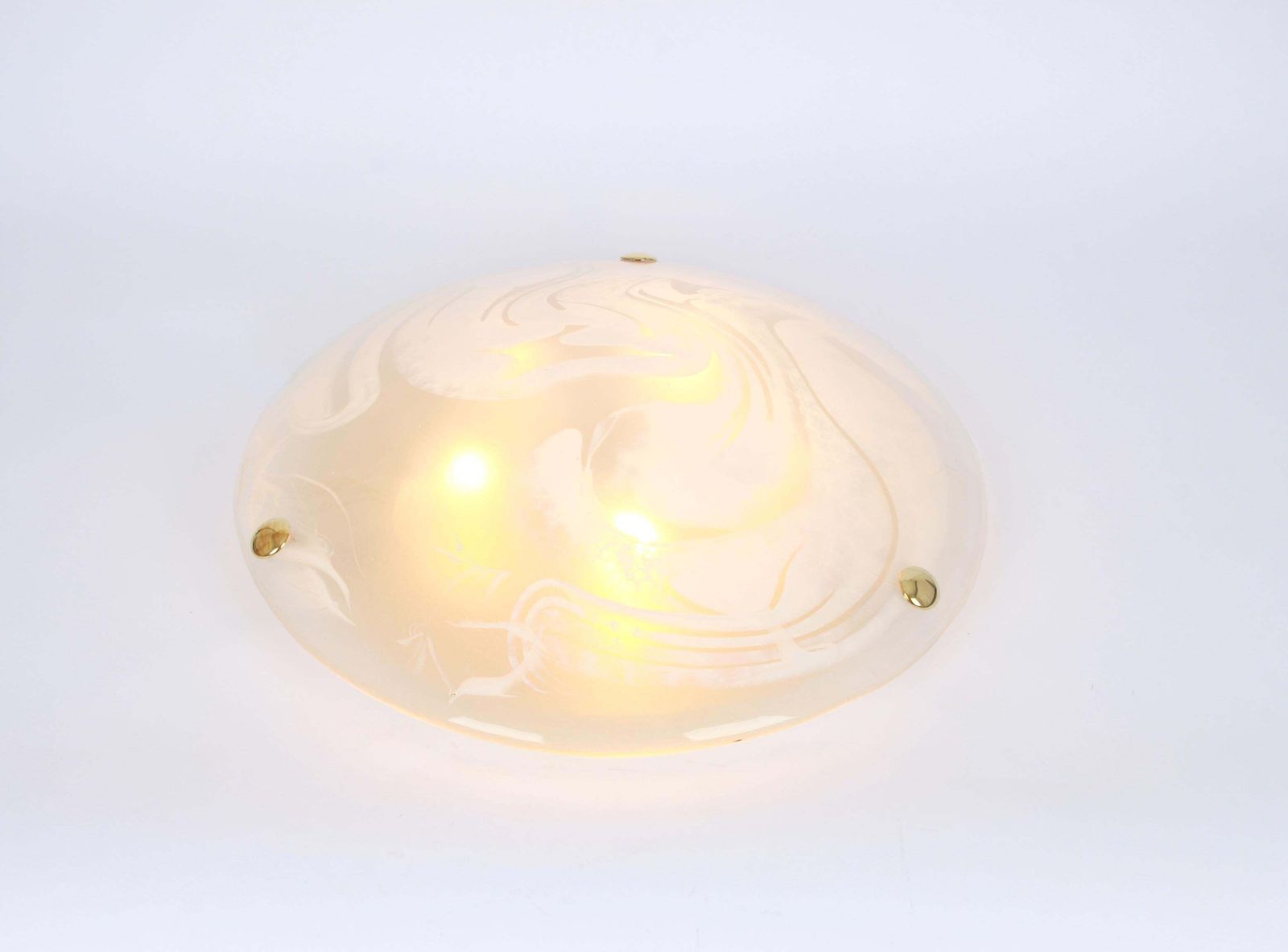 1 Of 3 Round Murano Glass Flush Mount By Hillebrand, Germany, 1970s photo vintage