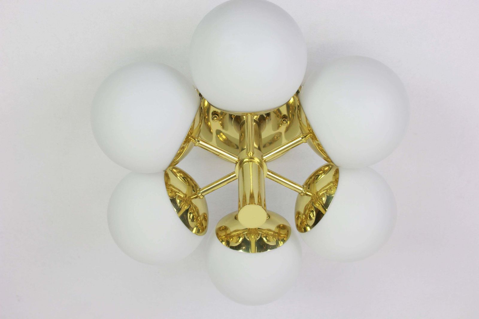 1 Of 3 Stunning Kaiser Radial Sputnik Opal Glass Chandelier, Germany, 1960s photo furniture