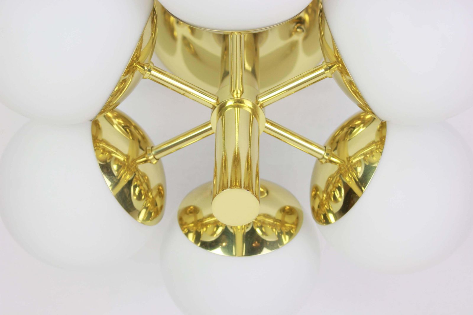 1 Of 3 Stunning Kaiser Radial Sputnik Opal Glass Chandelier, Germany, 1960s photo Lighting