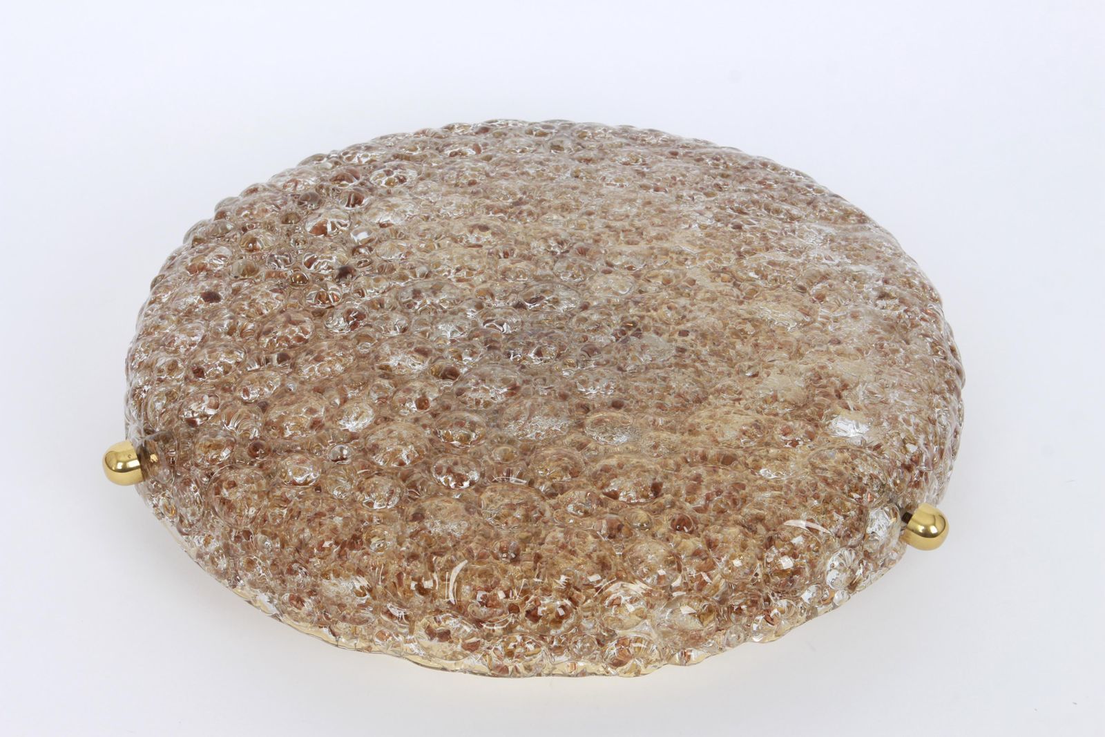 1 'Of 2' Big Round Murano Amber Flushmount By Hillebrand, Germany, 1970s photo furniture