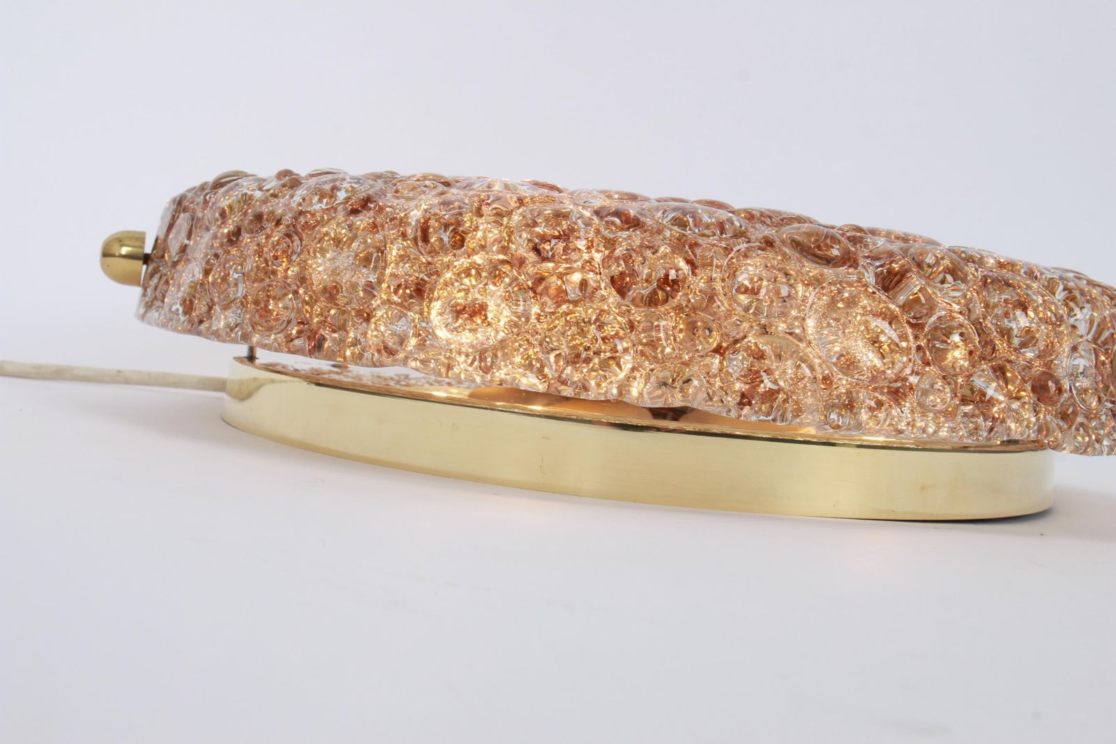 1 'Of 2' Big Round Murano Amber Flushmount By Hillebrand, Germany, 1970s photo buy