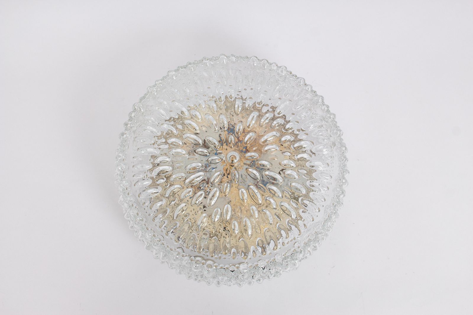 Set Of 4 Large Round Textured Glass Flushmount By Limburg, Germany, 1970s photo furniture