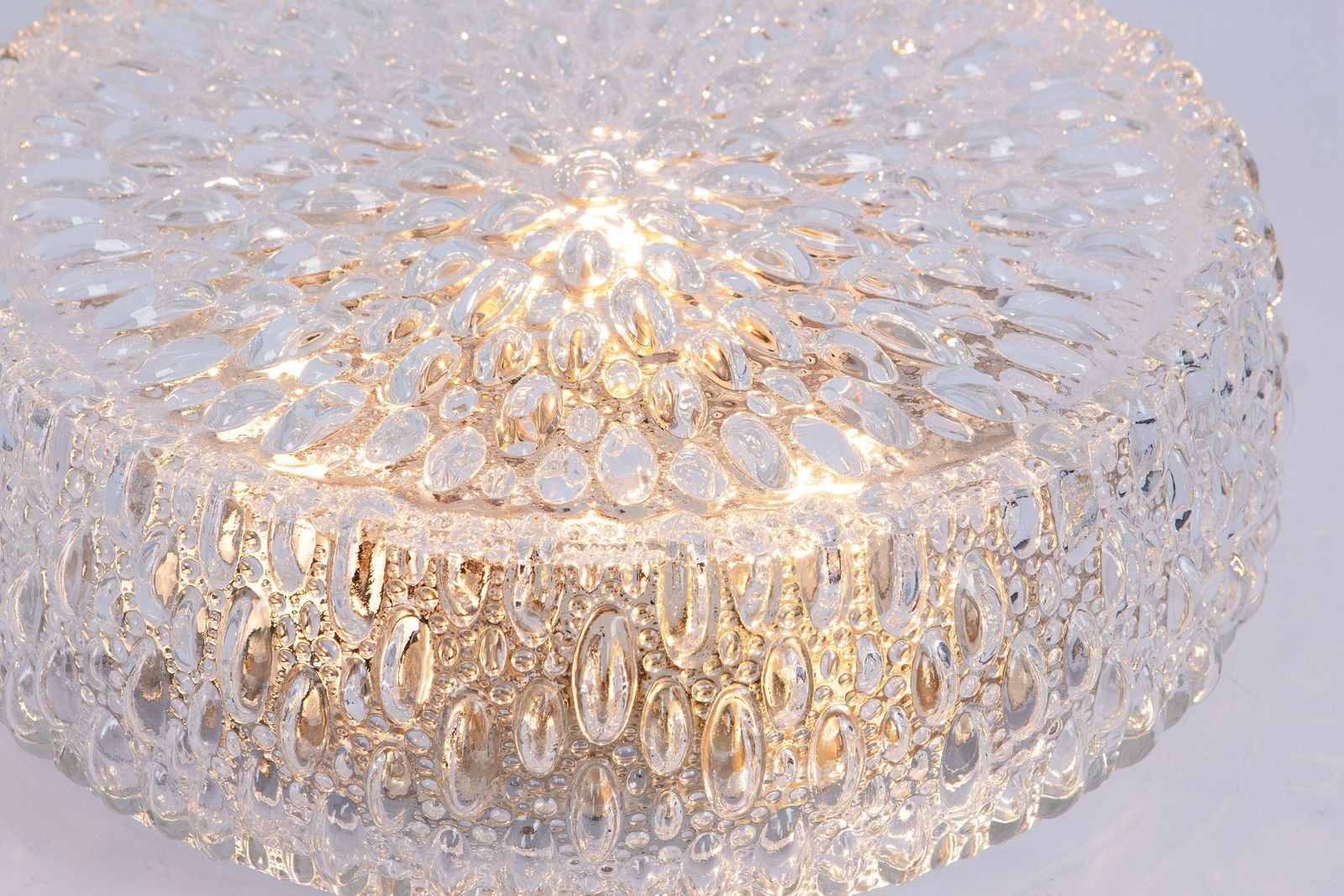 Set Of 4 Large Round Textured Glass Flushmount By Limburg, Germany, 1970s photo 1881.0