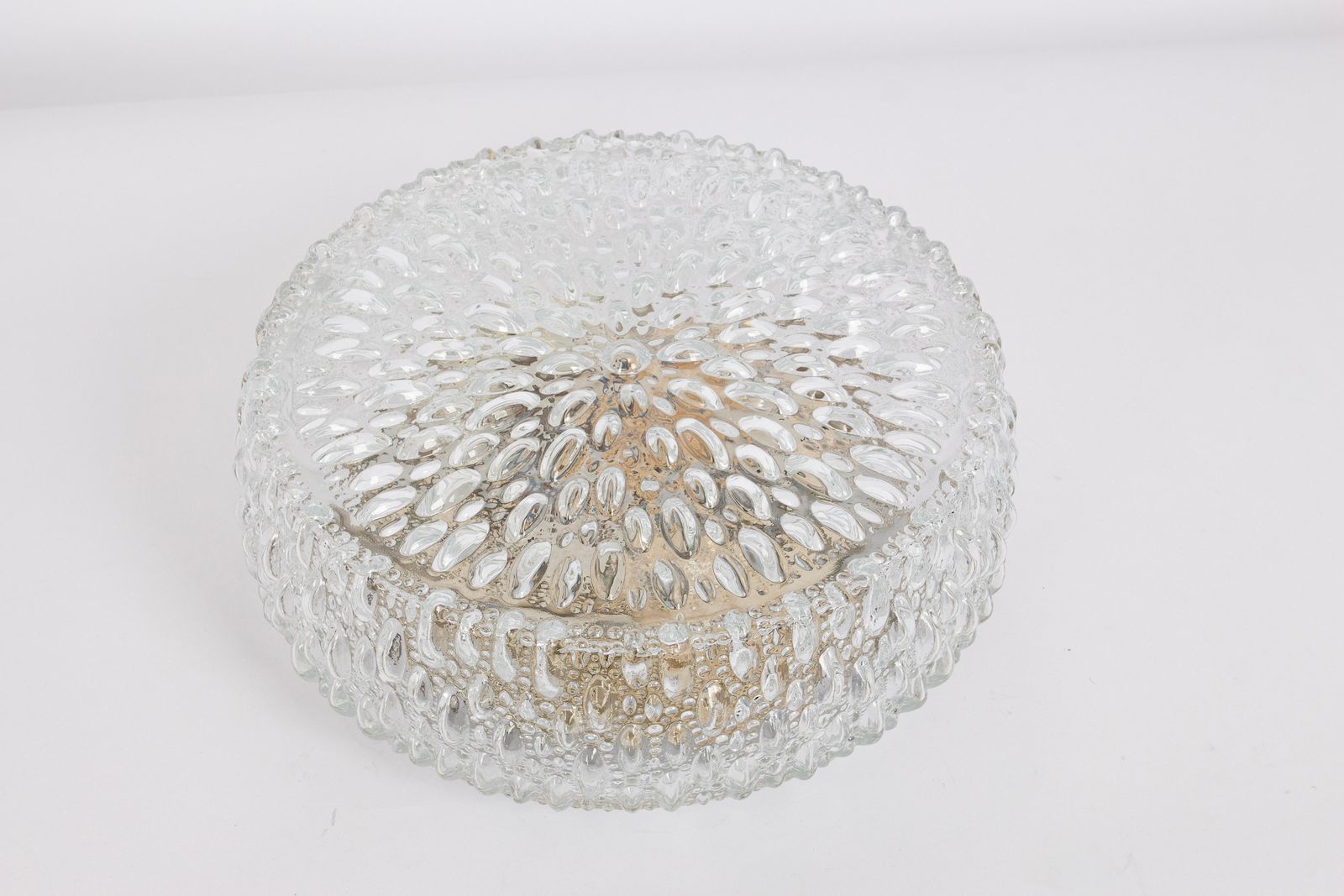 Set Of 4 Large Round Textured Glass Flushmount By Limburg, Germany, 1970s photo buy