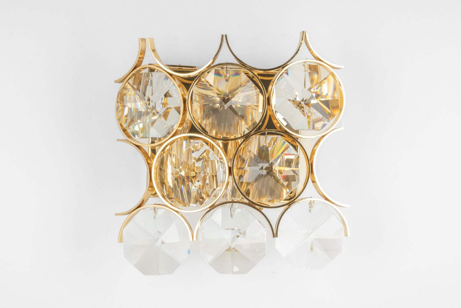 1 Of 2 Pairs Of Crystal Wall Lights, Sciolari Design, Palwa, Germany, 1960s photo for sale