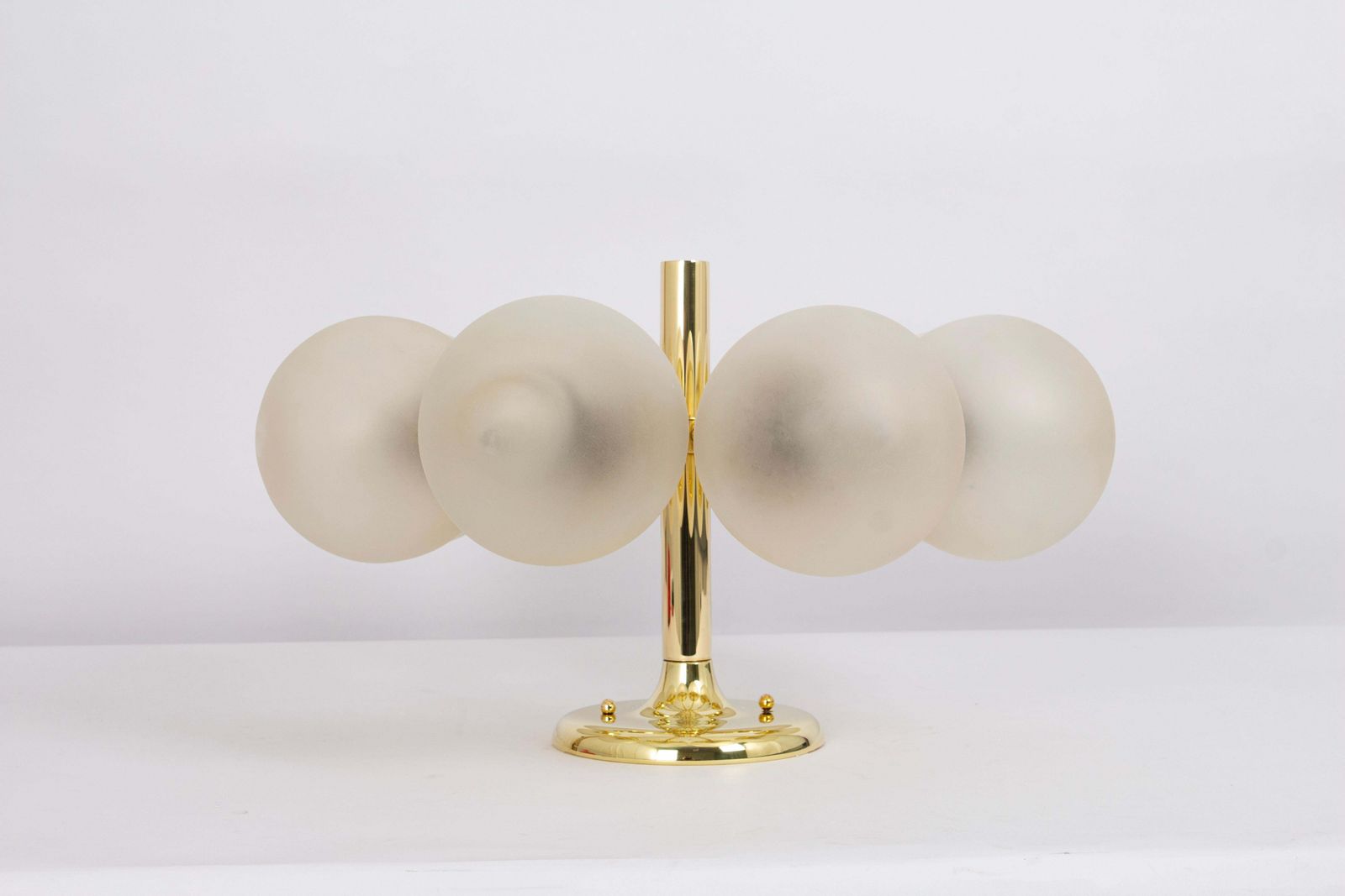 Large Stunning Kaiser Sputnik Frosted Glass Globes Chandelier, Germany, 1970s photo Lighting