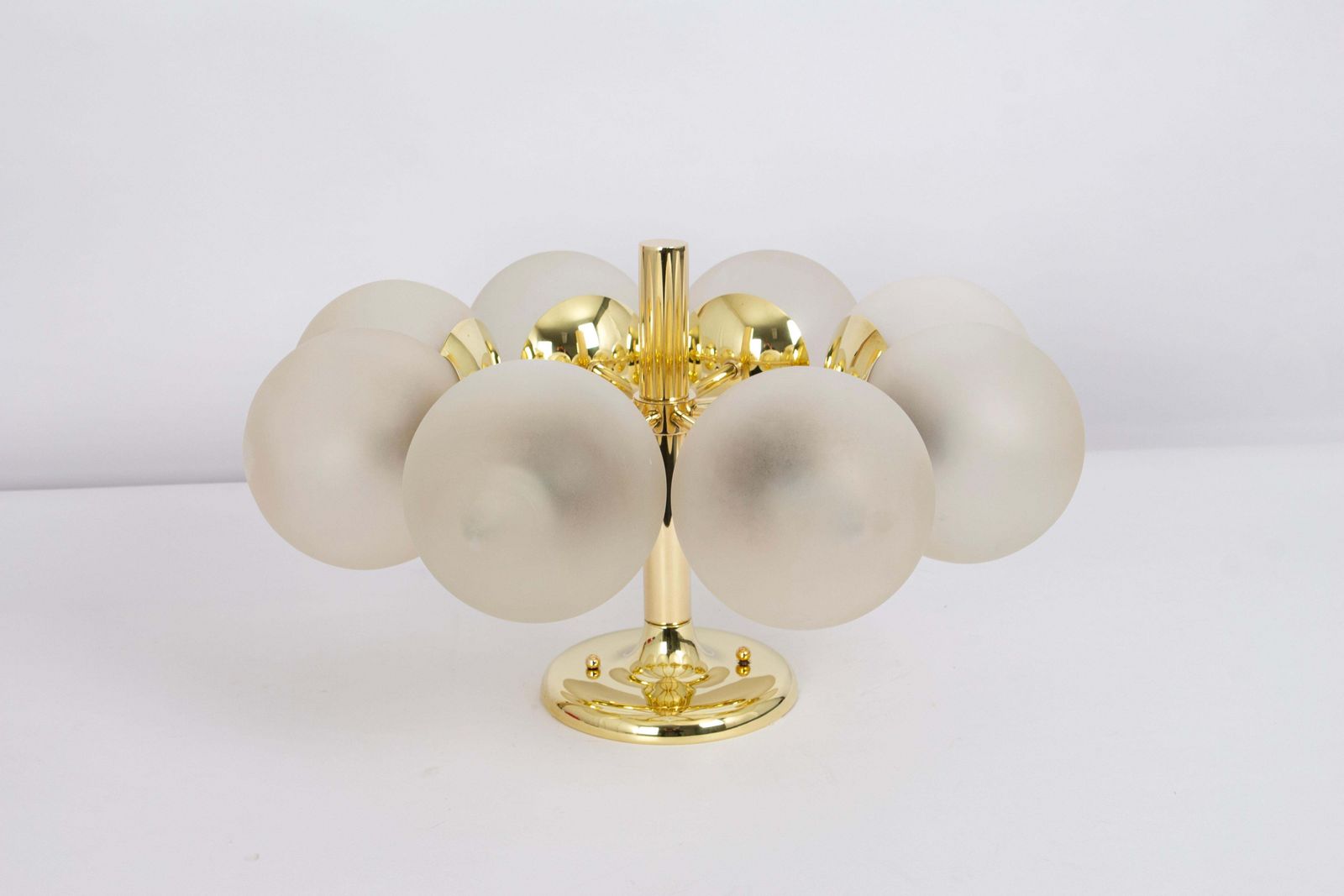 Large Stunning Kaiser Sputnik Frosted Glass Globes Chandelier, Germany, 1970s photo 1848.0