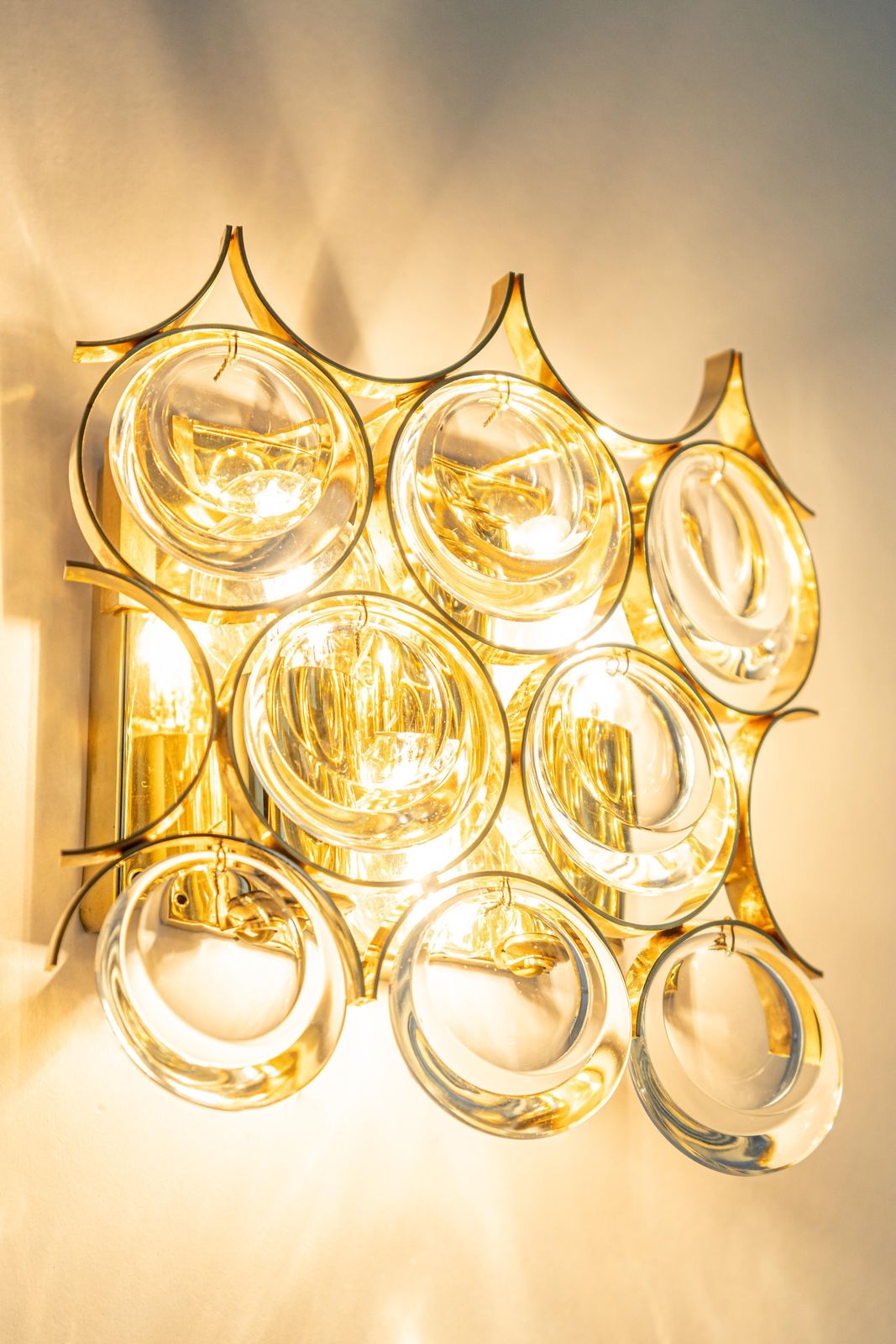 1 Of 3 Pairs Of Crystal Wall Lights, Sciolari Design, Palwa, Germany, 1960s photo vintage