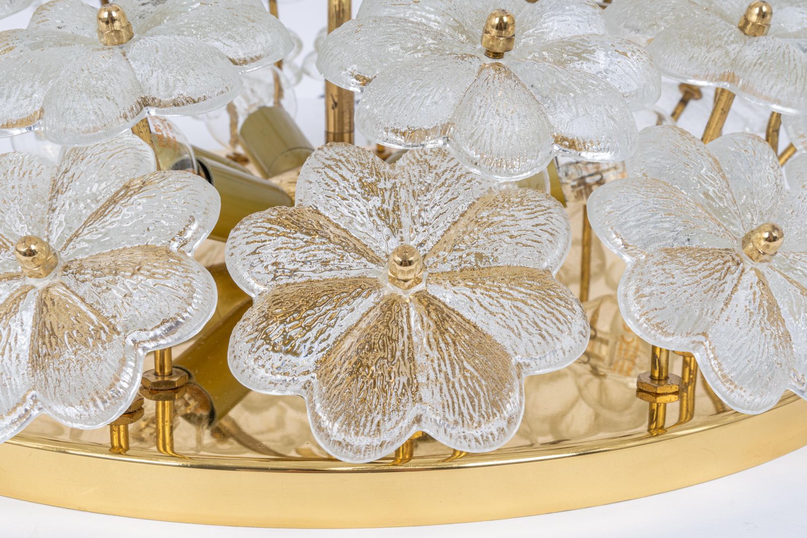 1 Of 6 Large Murano Glass Flower Flushmount By Ernst Palme, Germany, 1970s photo vintage