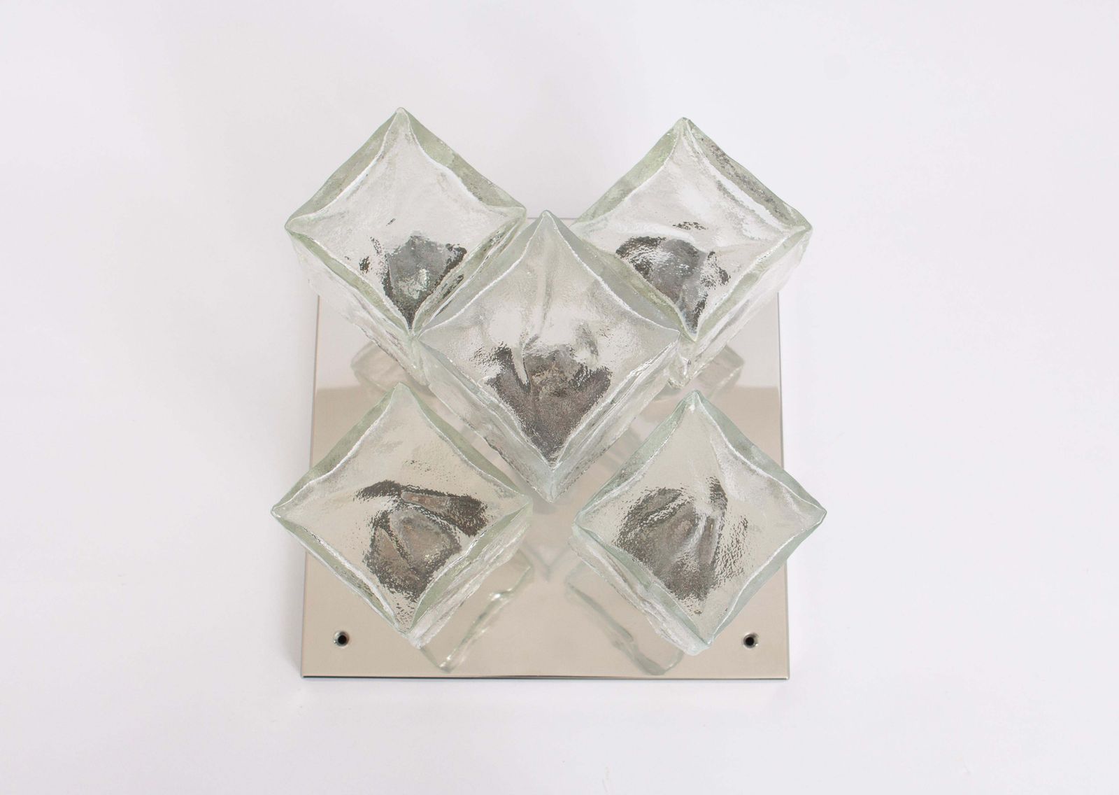 1 Of 2 Petite Murano Ice Glass Flushmount By Kalmar, Austria, 1960s photo for sale