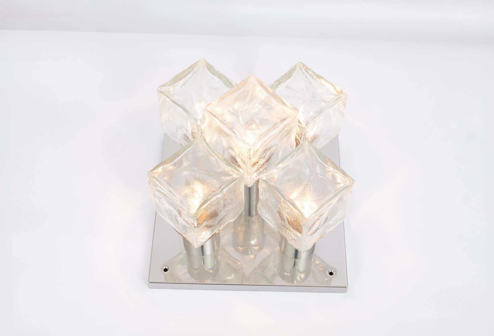 1 Of 2 Petite Murano Ice Glass Flushmount By Kalmar, Austria, 1960s photo Lighting