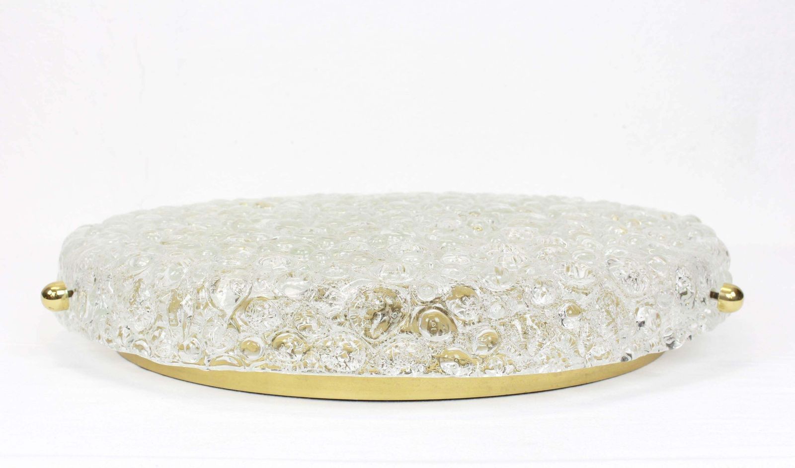 Large Round Ice Glass Flushmount By Hillebrand, Germany, 1970s photo for sale