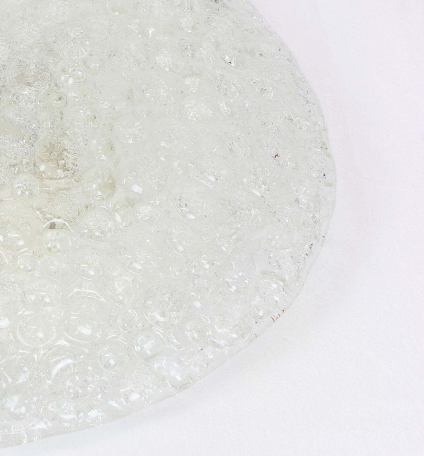 1 'Of 2' Big Round Murano Ice Glass Flushmount By Hillebrand, Germany, 1970s photo for sale