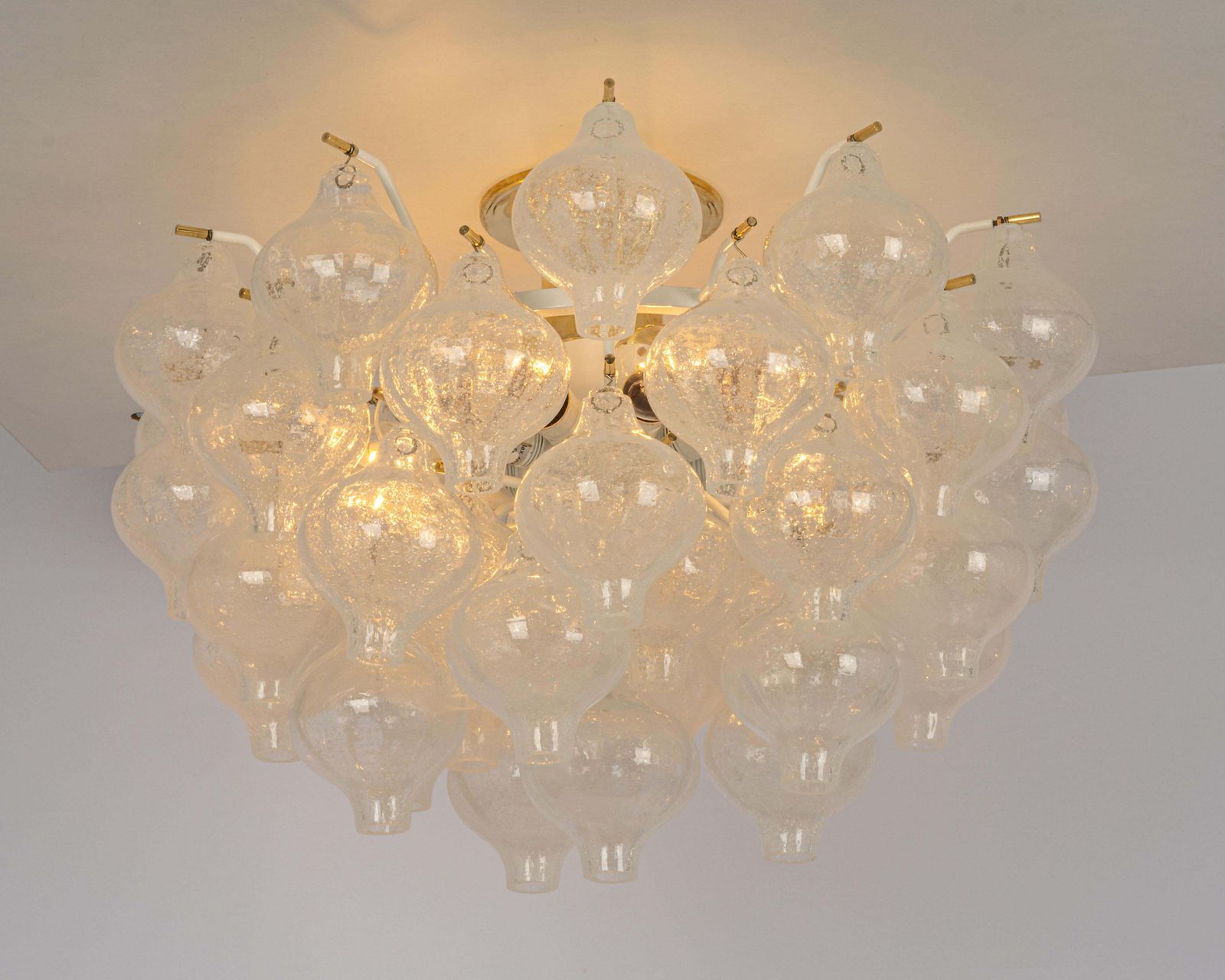 1 Of 3 Large Tulipan Glass Flush Mount Or Chandelier By Kalmar, Austria, 1960s photo vinterior