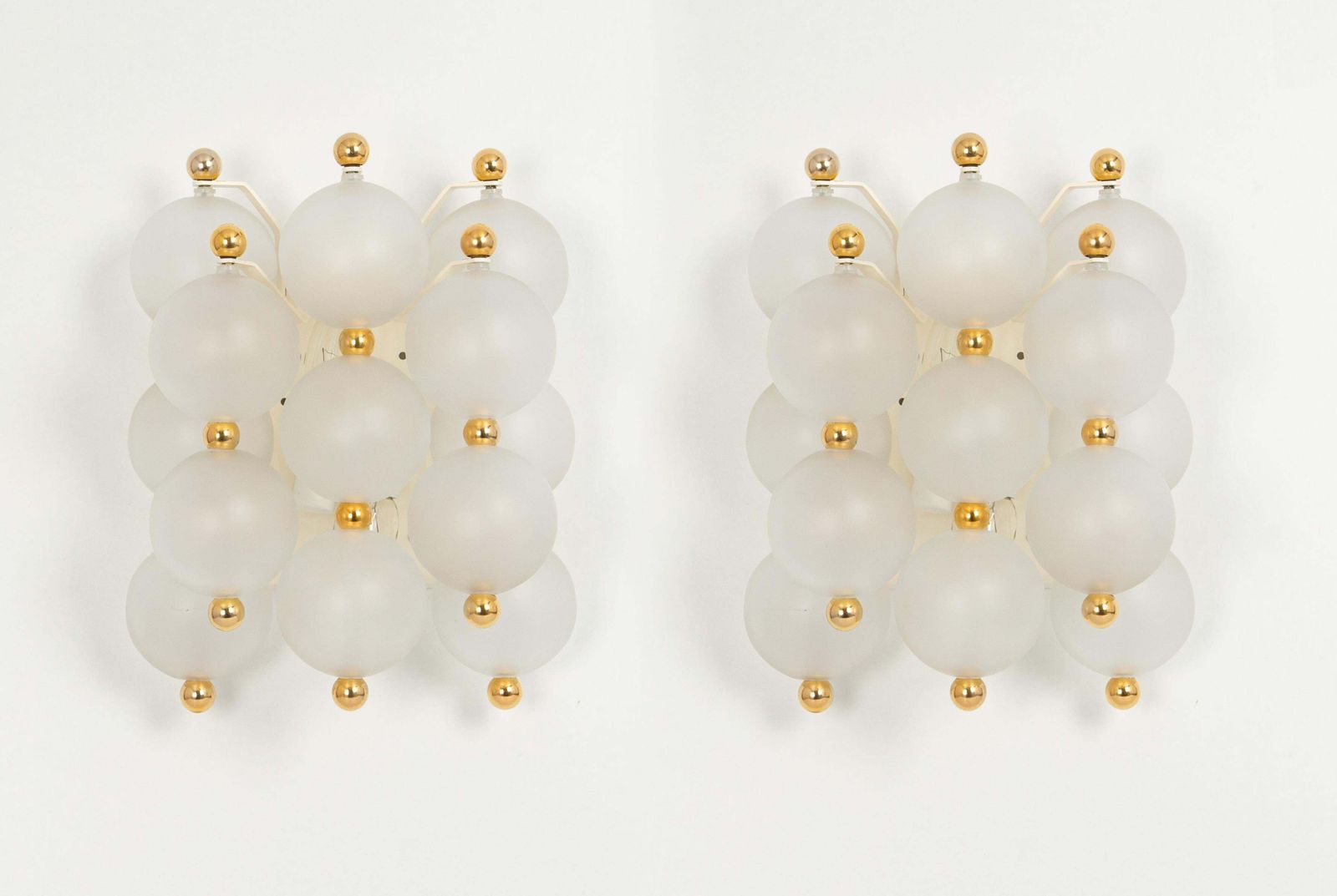 photo for sale Pair Of Large Frosted Glass Wall Light By Kinkeldey, Germany, 1970s