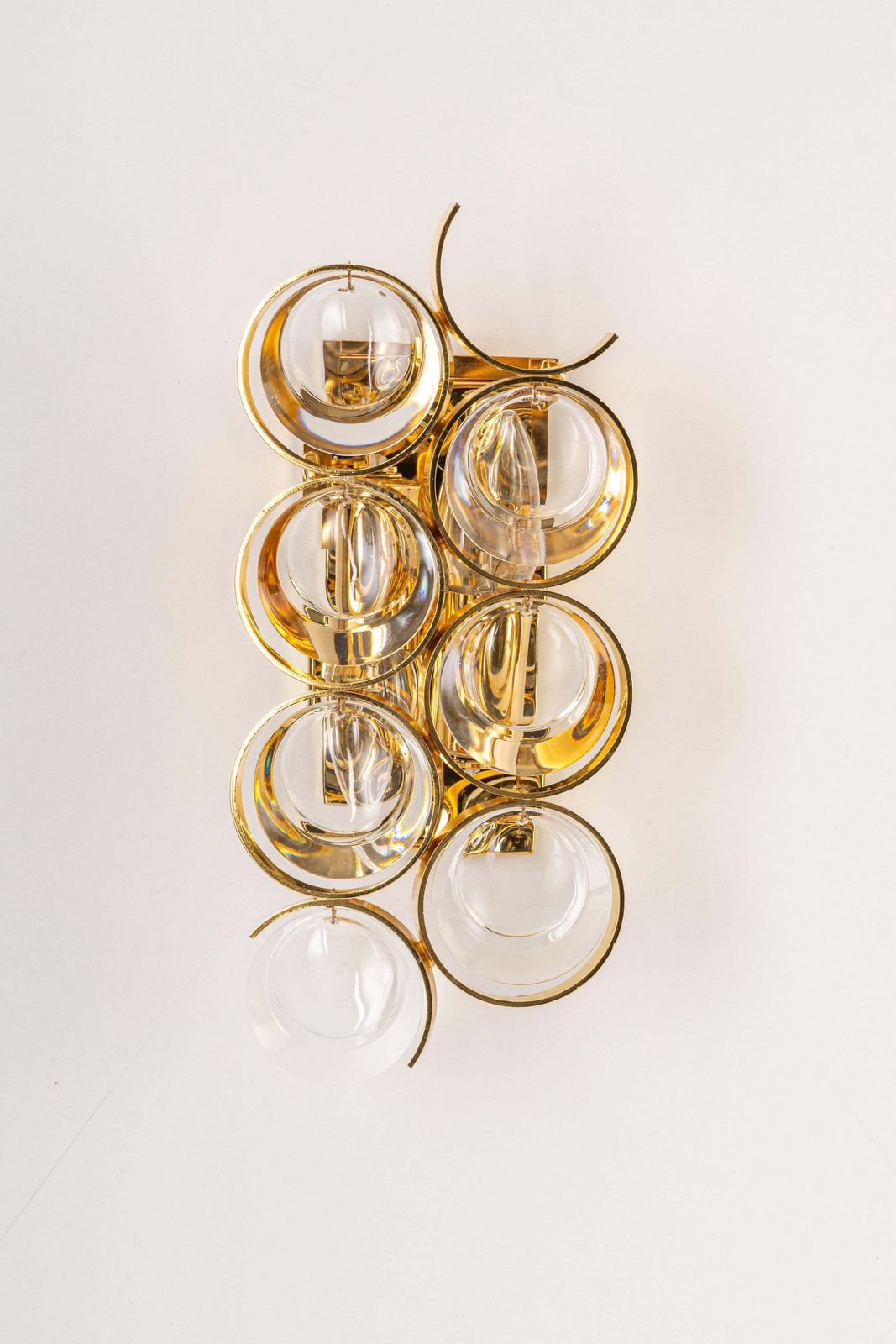1 Of 4 Golden Gilded Brass And Crystal Sconces By Palwa, Germany, 1960s photo Lighting