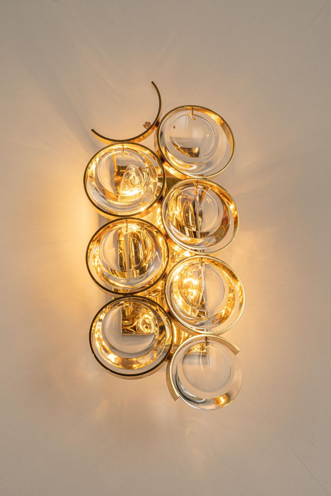 photo furniture 1 Of 4 Golden Gilded Brass And Crystal Sconces By Palwa, Germany, 1960s