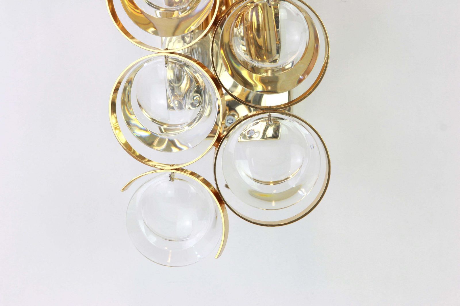 1 Of 2 Golden Gilded Brass And Crystal Sconce By Palwa, Germany, 1960s photo Lighting