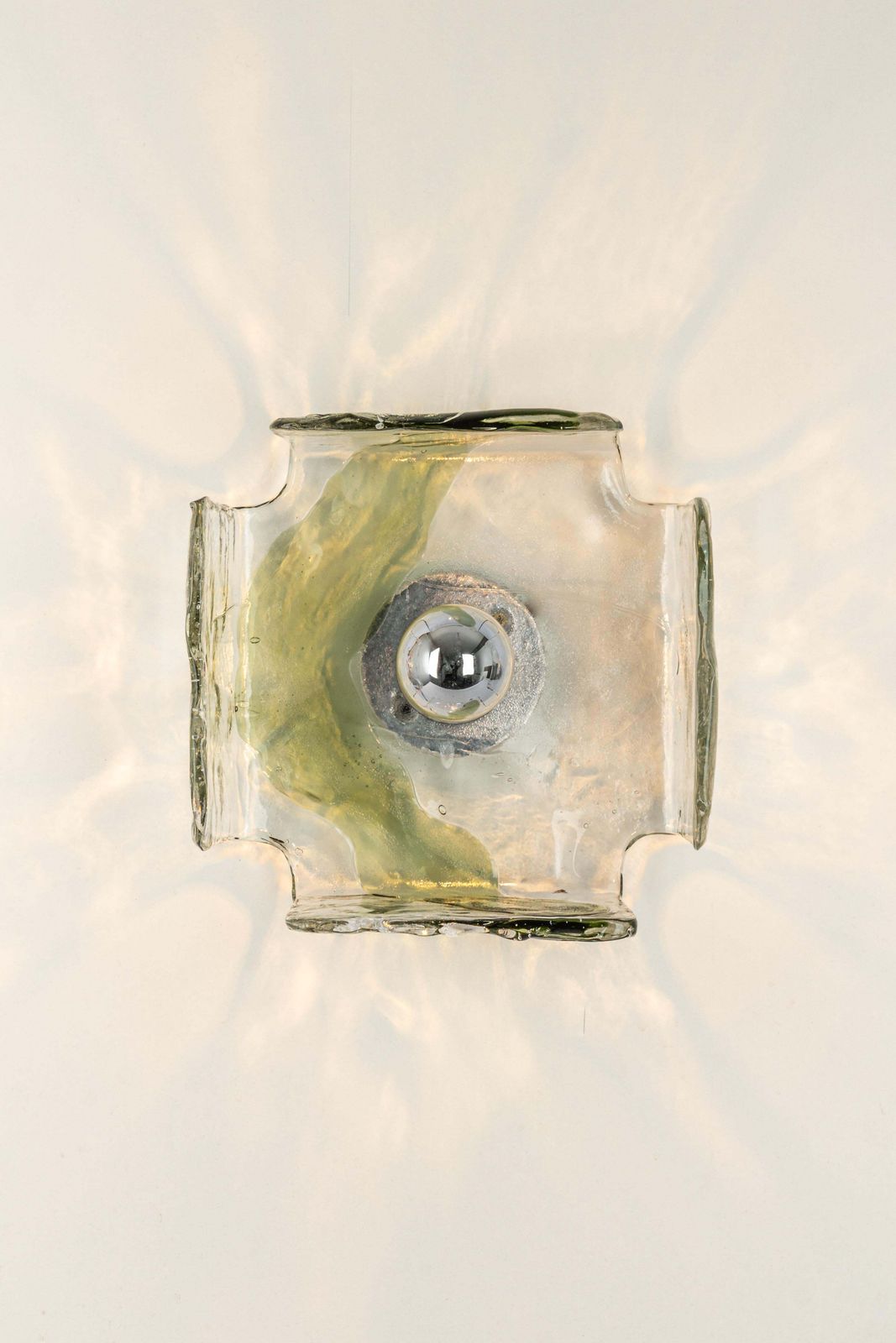 1 Of 15 Large Glass Wall Light Designed By Carlo Nason For Kalmar, 1960s photo vintage