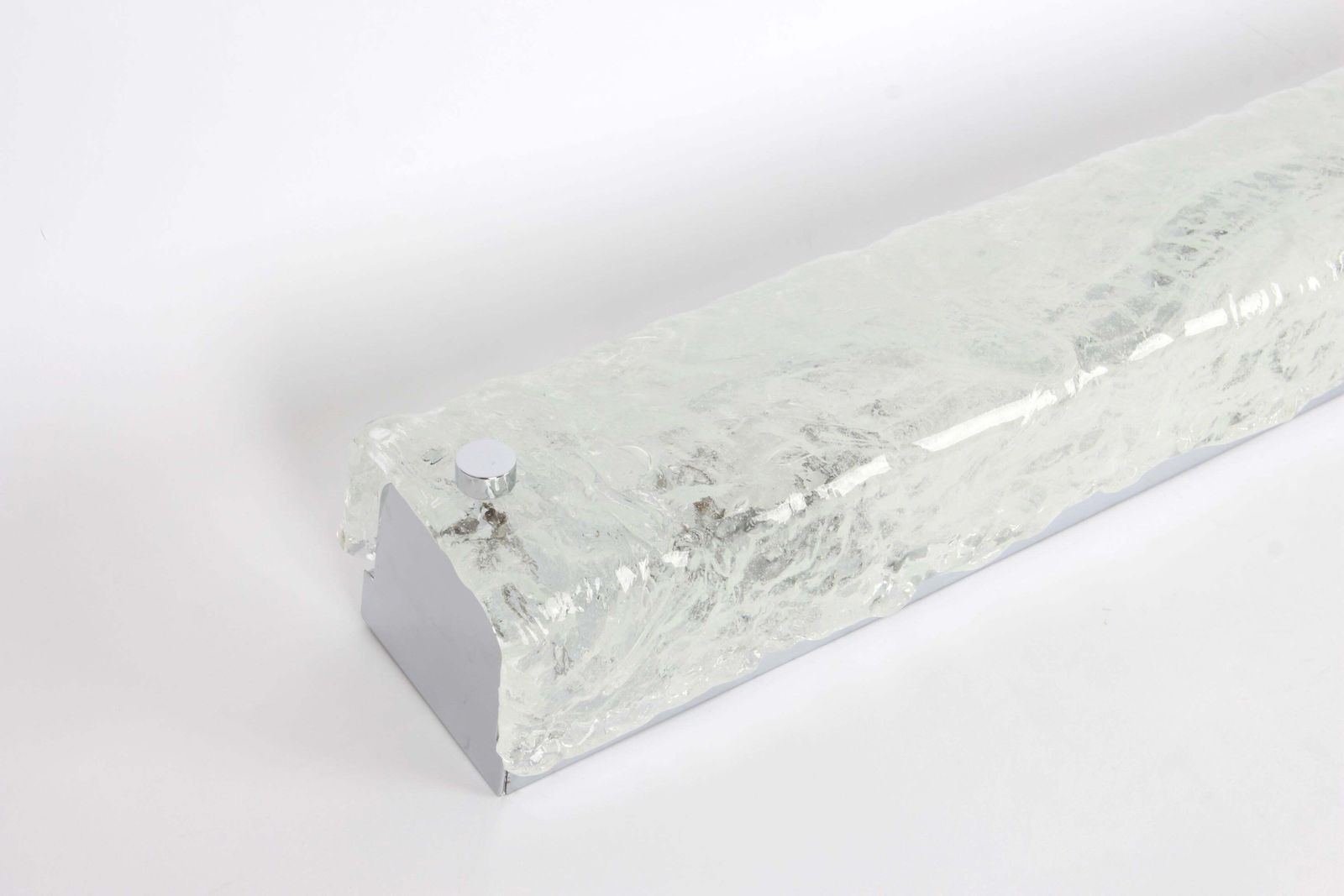 1 Of 2 Large Murano Glass Sconces Chrome Wall Fixtures By Hillebrand, Germany photo for sale