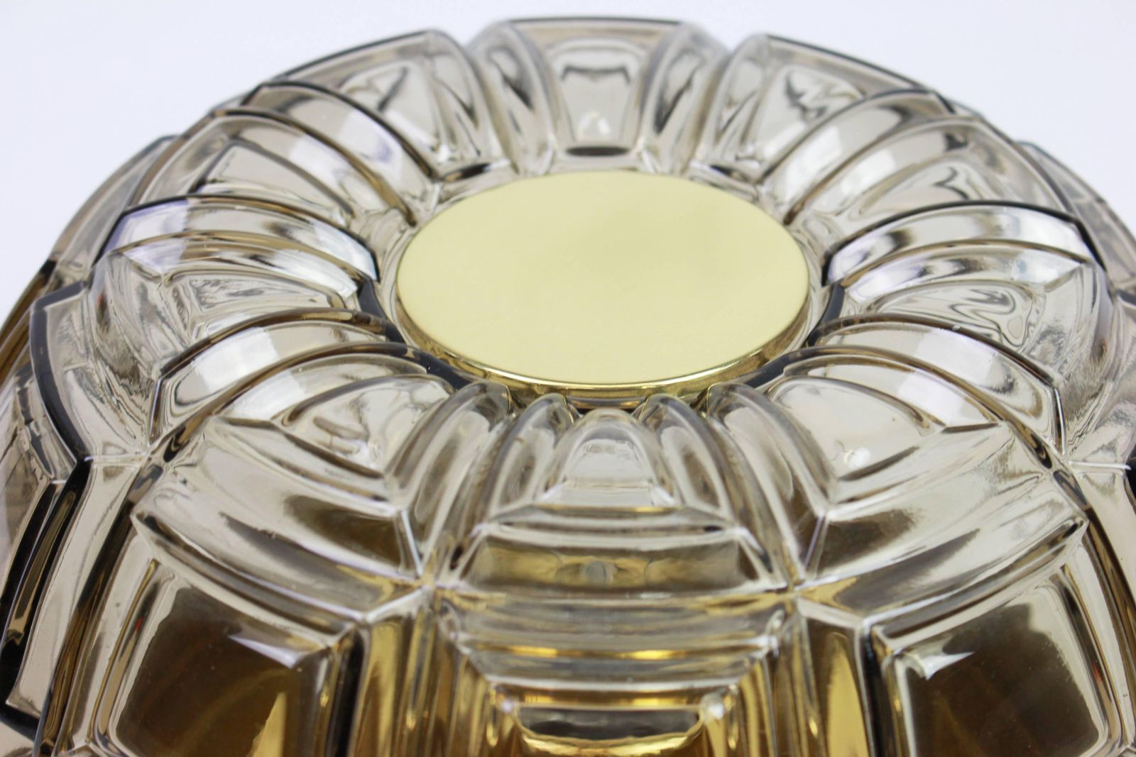 Pair Of Brass And Amber Glass Sconces Or Flushmount By Limburg, Germany, 1960s photo furniture