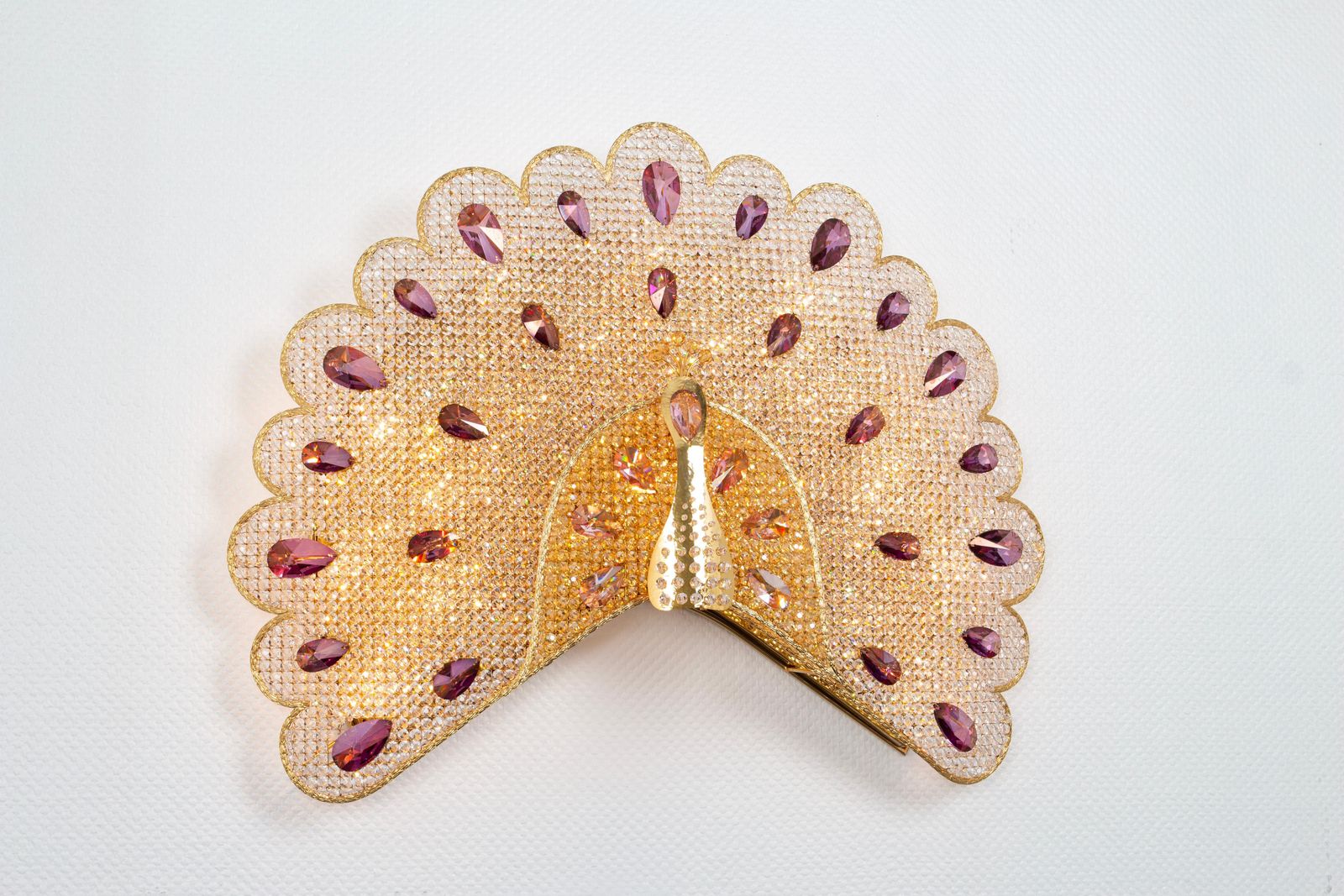 1 Of 2 Extraordinary Large Rare Peacock Crystal Sconce By Palwa, Germany, 1960s photo vintage
