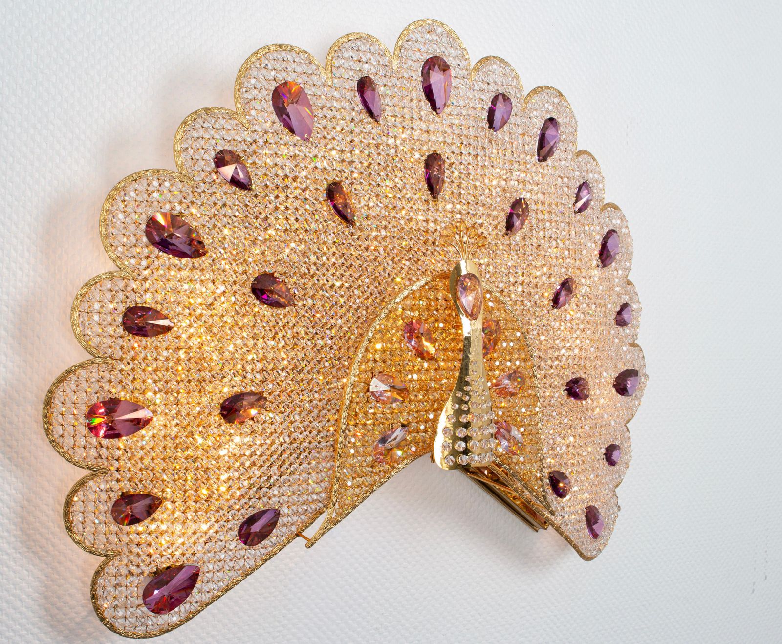 photo furniture 1 Of 2 Extraordinary Large Rare Peacock Crystal Sconce By Palwa, Germany, 1960s
