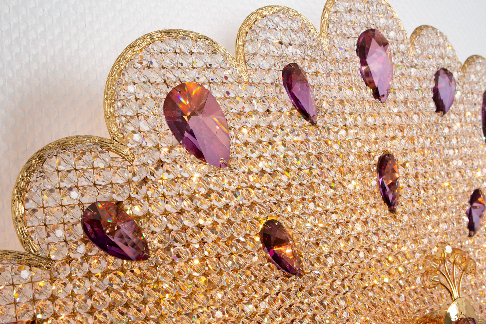 photo for sale 1 Of 2 Extraordinary Large Rare Peacock Crystal Sconce By Palwa, Germany, 1960s