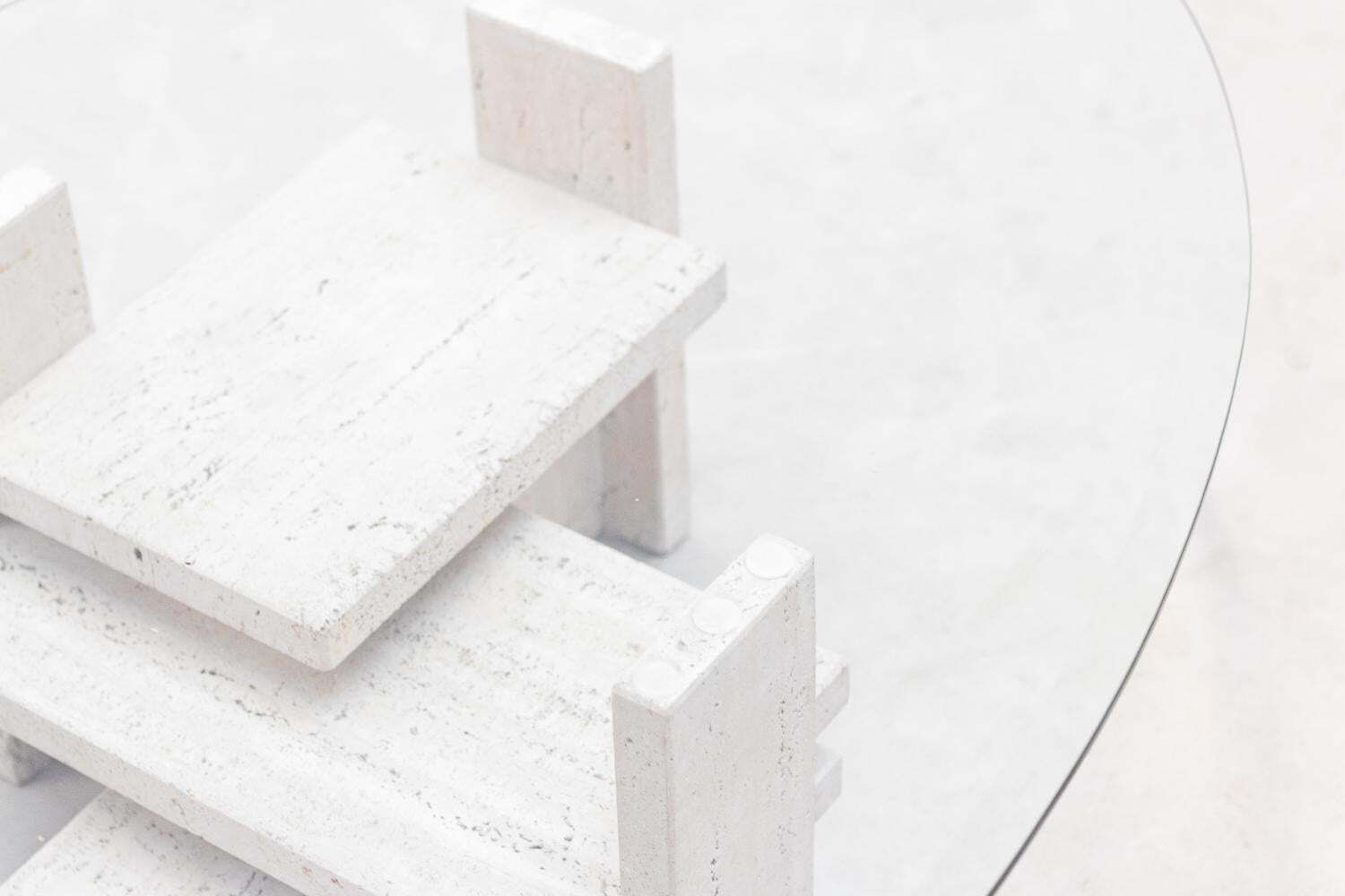 Travertine Coffee Table By Ballez Willy, 1970s photo vinterior