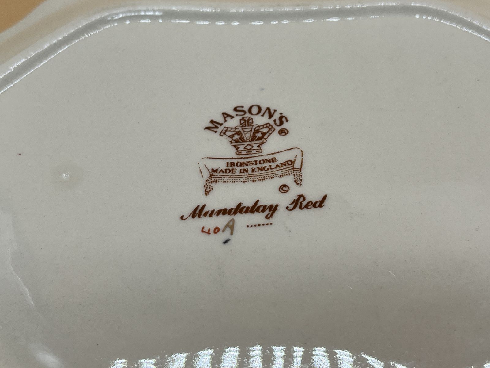 Masons Ironstone Mandalay Red Design Sauce Tureen With Lid, Stand And Ladle Boxed. photo vinterior