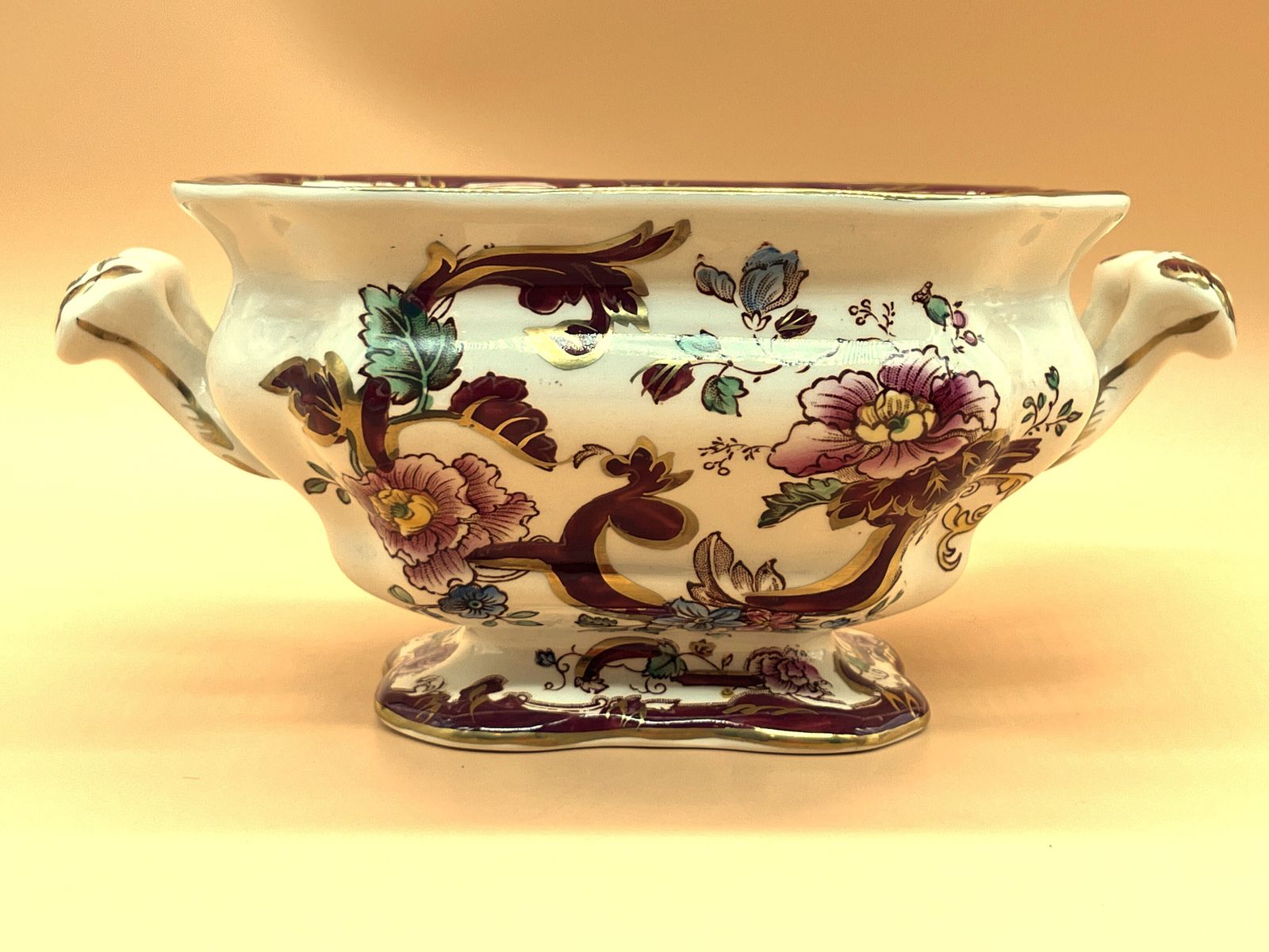 Masons Ironstone Mandalay Red Design Sauce Tureen With Lid, Stand And Ladle Boxed. photo buy