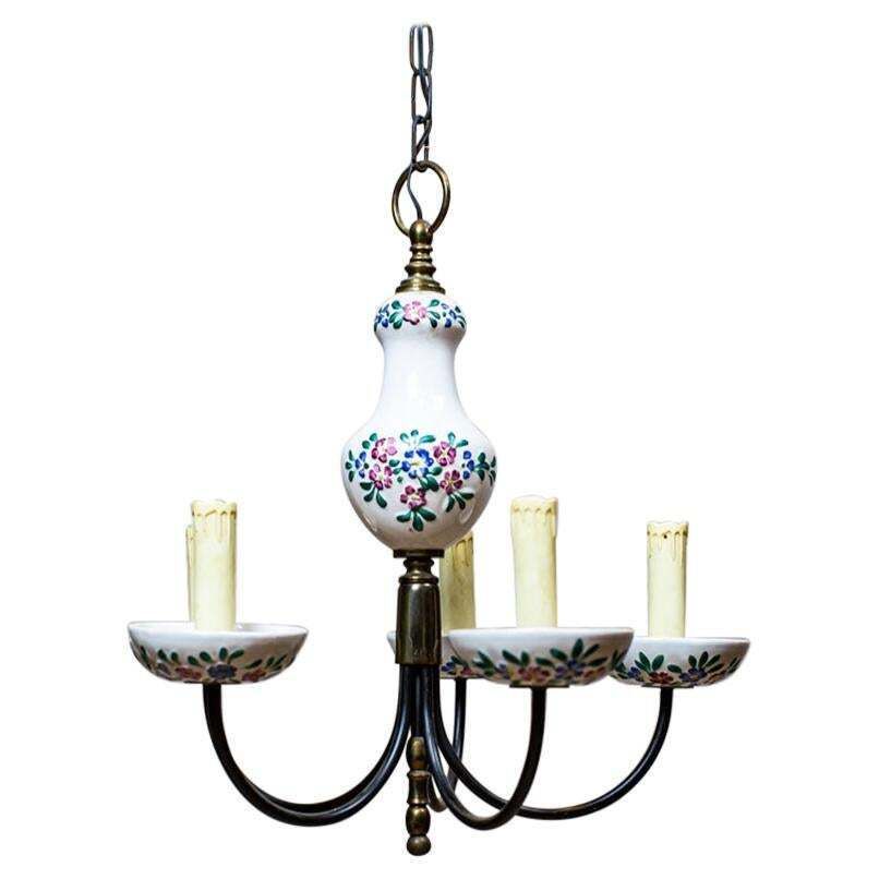 Faience Pendant Lamp From The 1960s In Colorful Patterns