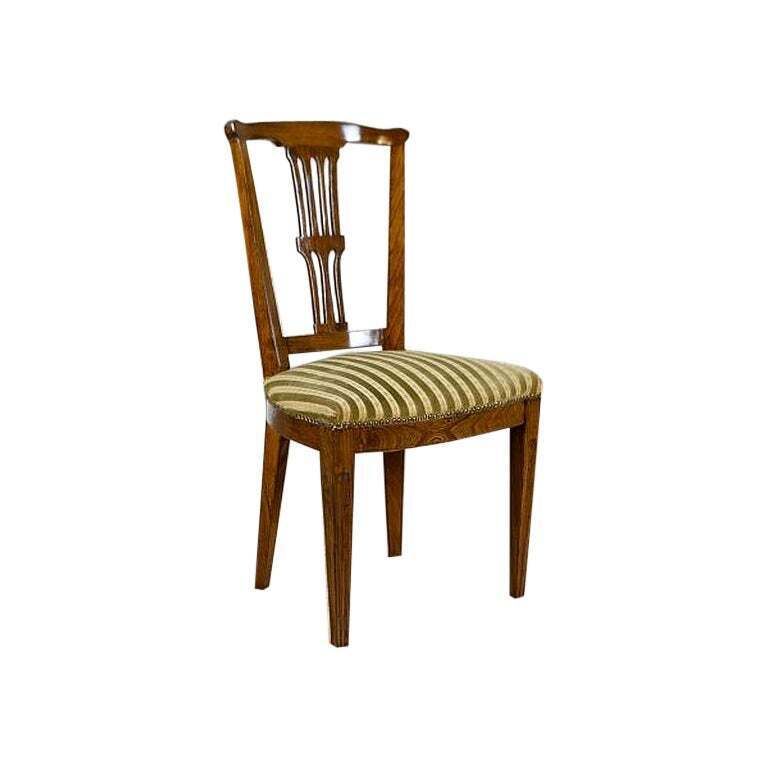 20th Century Elm Chair In Striped Upholstery