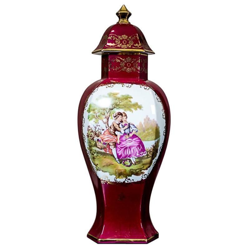 20th Century Grand Vase Depicting A Genre Scene/ Limoges Porcelain