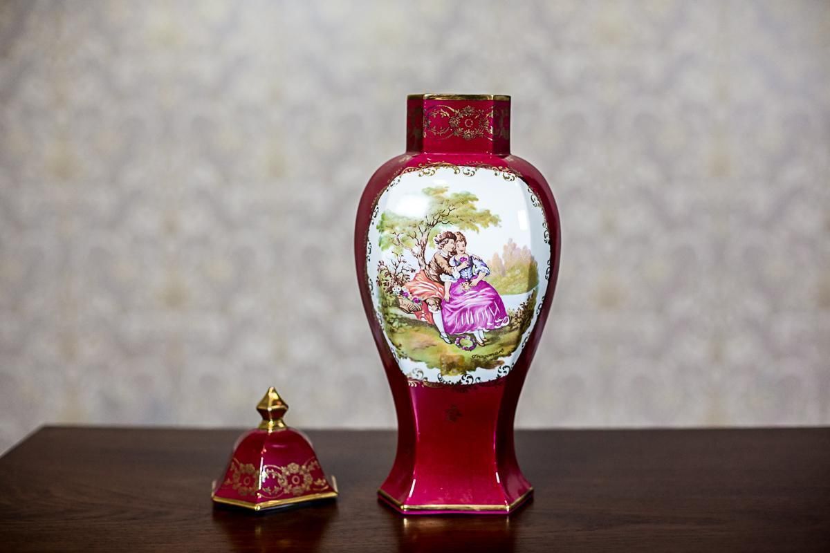 photo furniture 20th Century Grand Vase Depicting A Genre Scene/ Limoges Porcelain