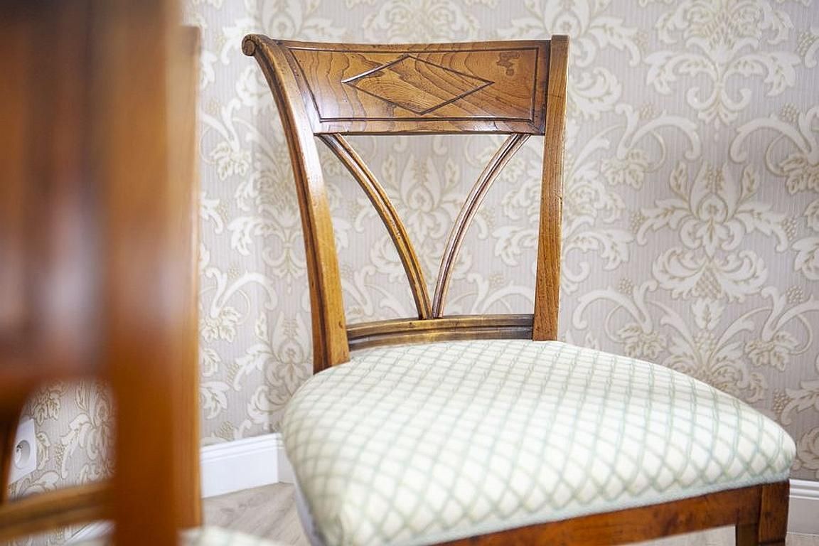 photo for sale Elm Chairs In White Upholstery, Early 20th Century   Set Of 5