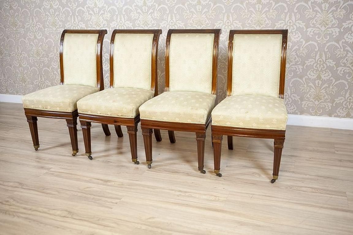 Set Of Four Mahogany Chairs In White Upholstery, Circa 1880 photo furniture