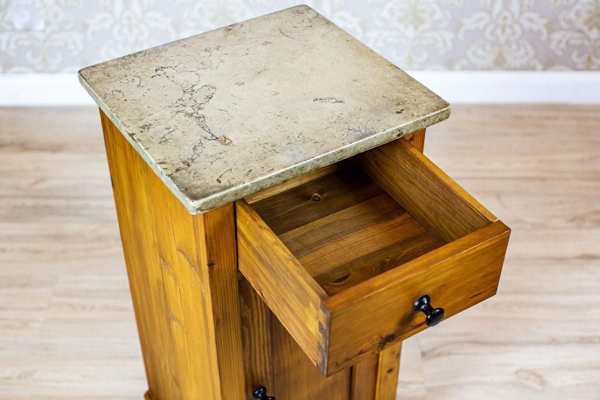 photo for sale Art Nouveau Pine Nightstand From The Early 20th Century With Stone Top